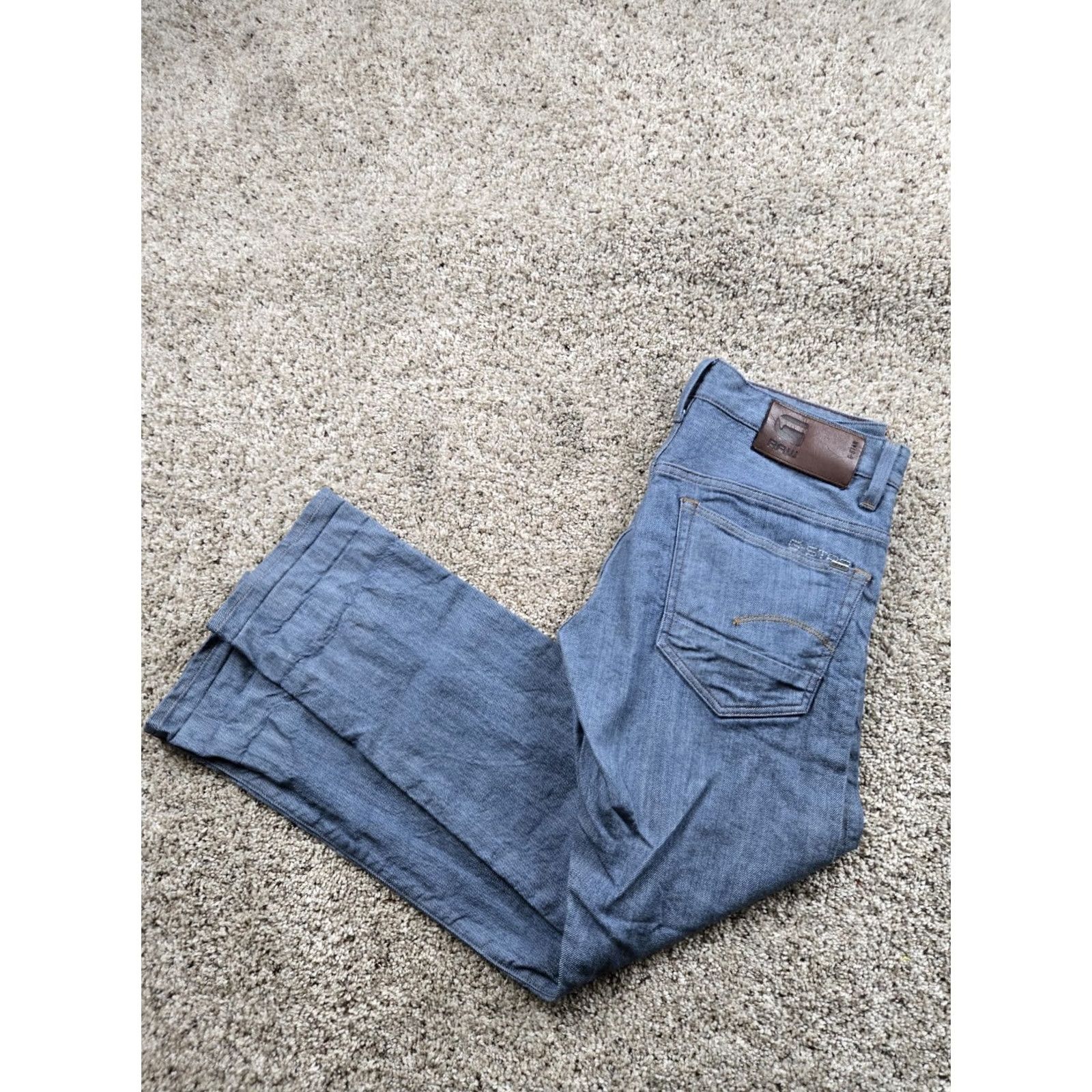 G-Star G Star Raw 3301 Jeans 31x30 Mens Blue Selvedge Medium Wash Denim Slim Fit 5-Pocket N/A Size US 31 - 2 Thumbnail