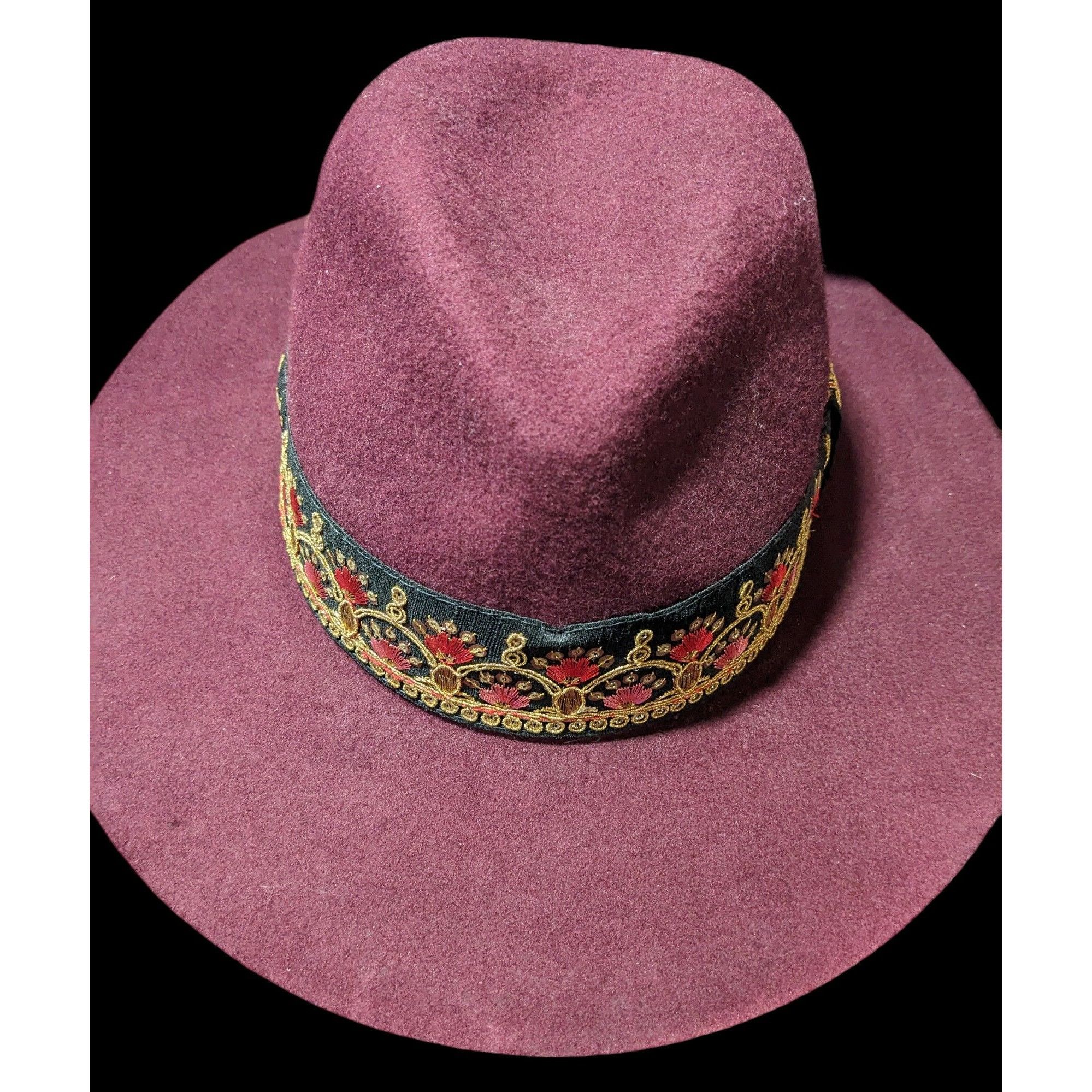Other Maradji Burgundy Wool Felt Gold Floral Victor Hat Size ONE SIZE - 3 Thumbnail