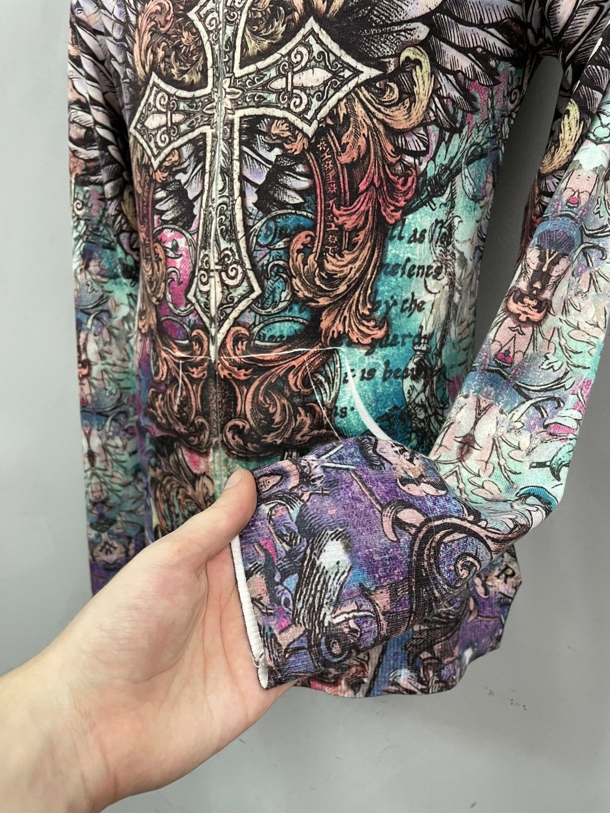 Hysteric Glamour Affliction style gothic cross print colorful Y2K zip hoodie Size US S / EU 44-46 / 1 - 5 Thumbnail