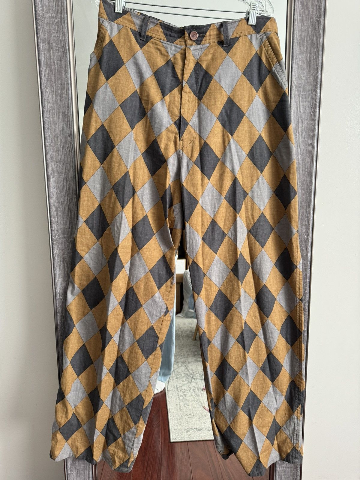 Undercover UNDERCOVER WIDE LEG DIAMOND PRINT TROUSERS Size US 34 / EU 50 - 3 Thumbnail