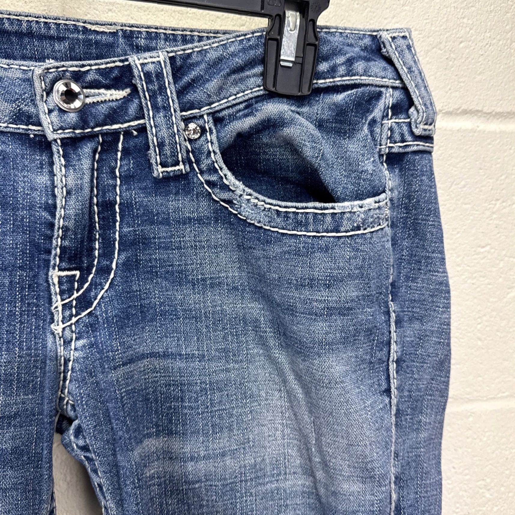 True Religion True Religion Women's Jeans Size 29 Blue Distressed Flared Denim Low Rise Size 29" - 3 Thumbnail