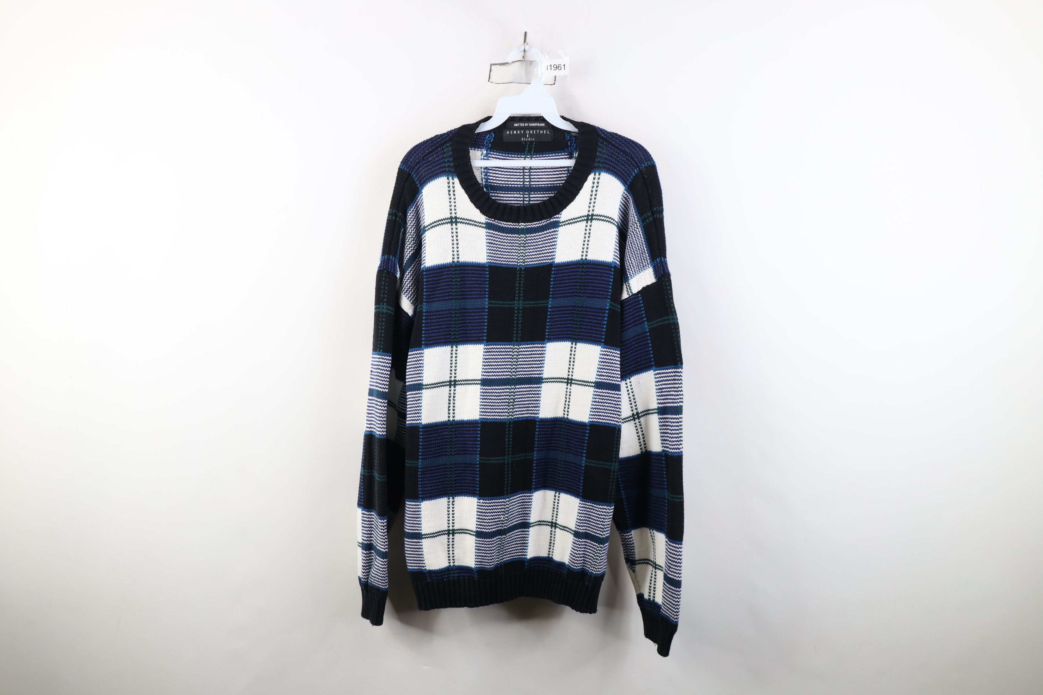 Vintage Vintage 90s Streetwear Heavy Cotton Knit Sweater Plaid Size US XL / EU 56 / 4 - 1 Thumbnail