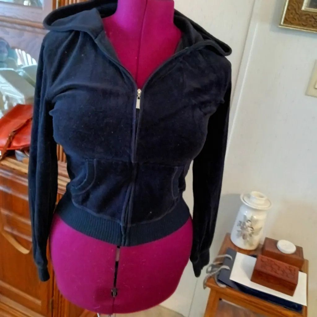 Victoria's Secret Victoria’s Secret Velour Zip Hoodie — Classic Black Y2K Size L / US 10 / IT 46 - 1 Thumbnail