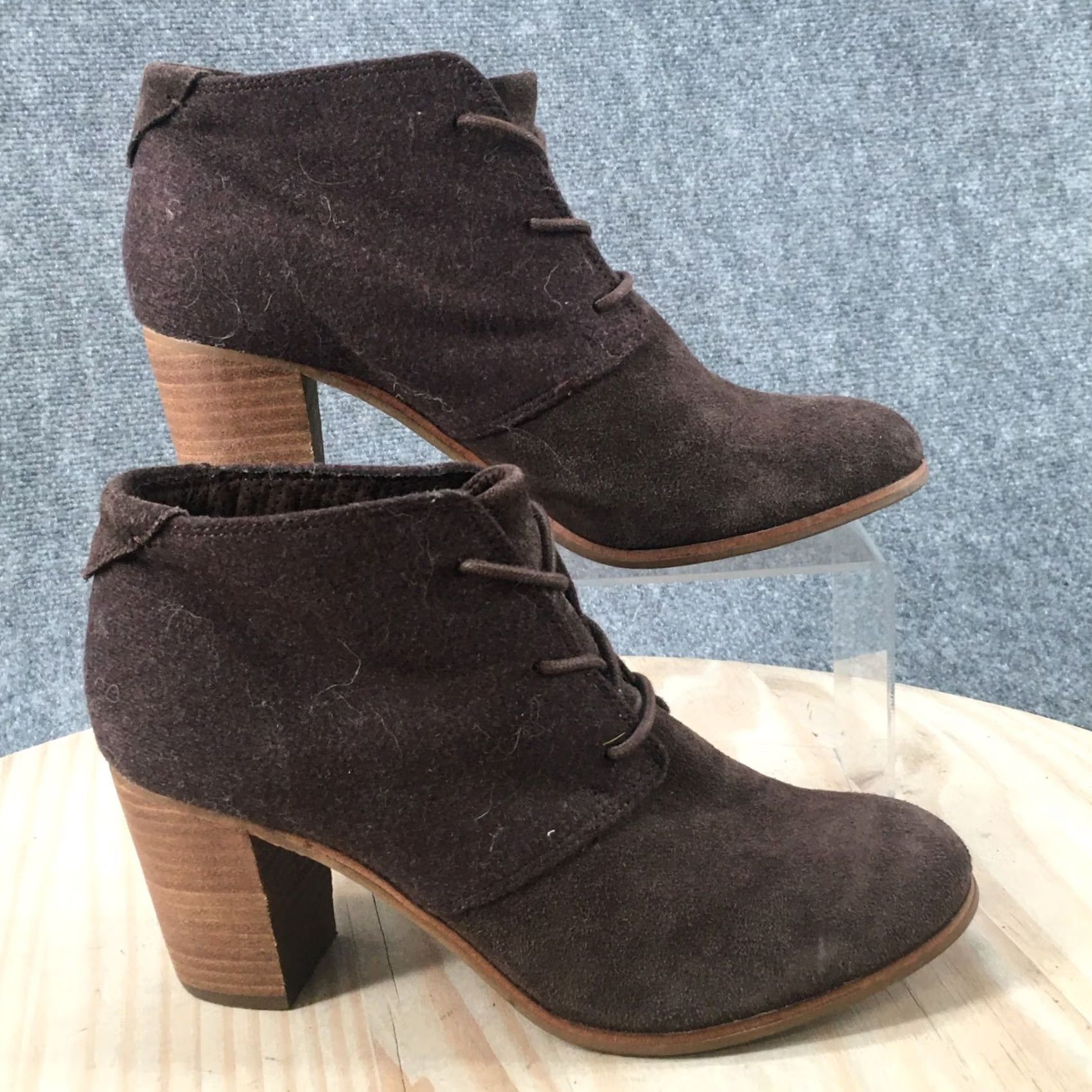 Toms TOMS Boots Womens 9.5 Desert Lace Up Block Heels Ankle Booties Brown Fabric Boots Casual Size US 10 / IT 40 - 2 Thumbnail