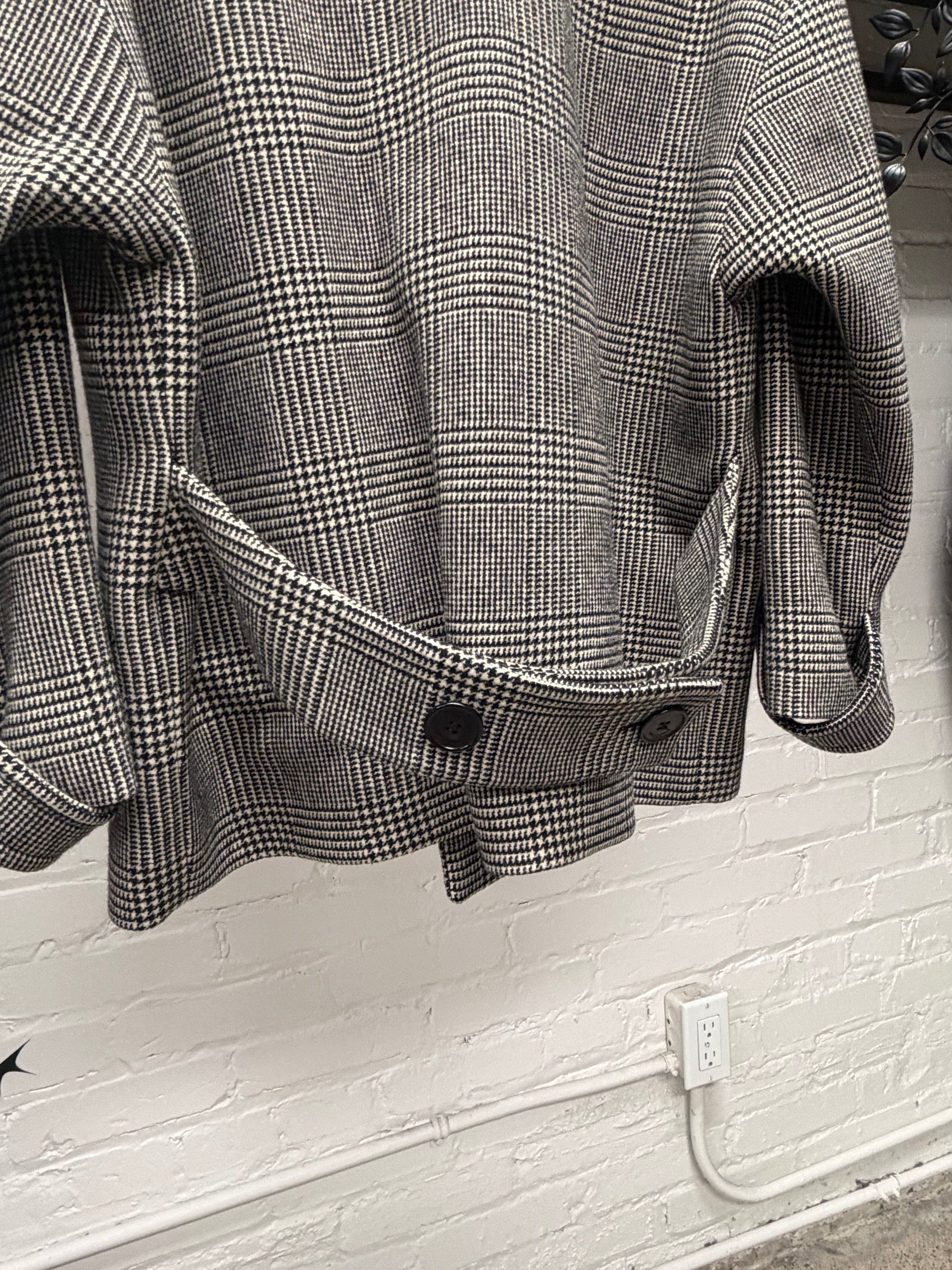 Saint Laurent Paris AW2019 Saint Laurent Houndstooth Cropped Coat with Shearling Trim Collar Size US M / EU 48-50 / 2 - 5 Thumbnail