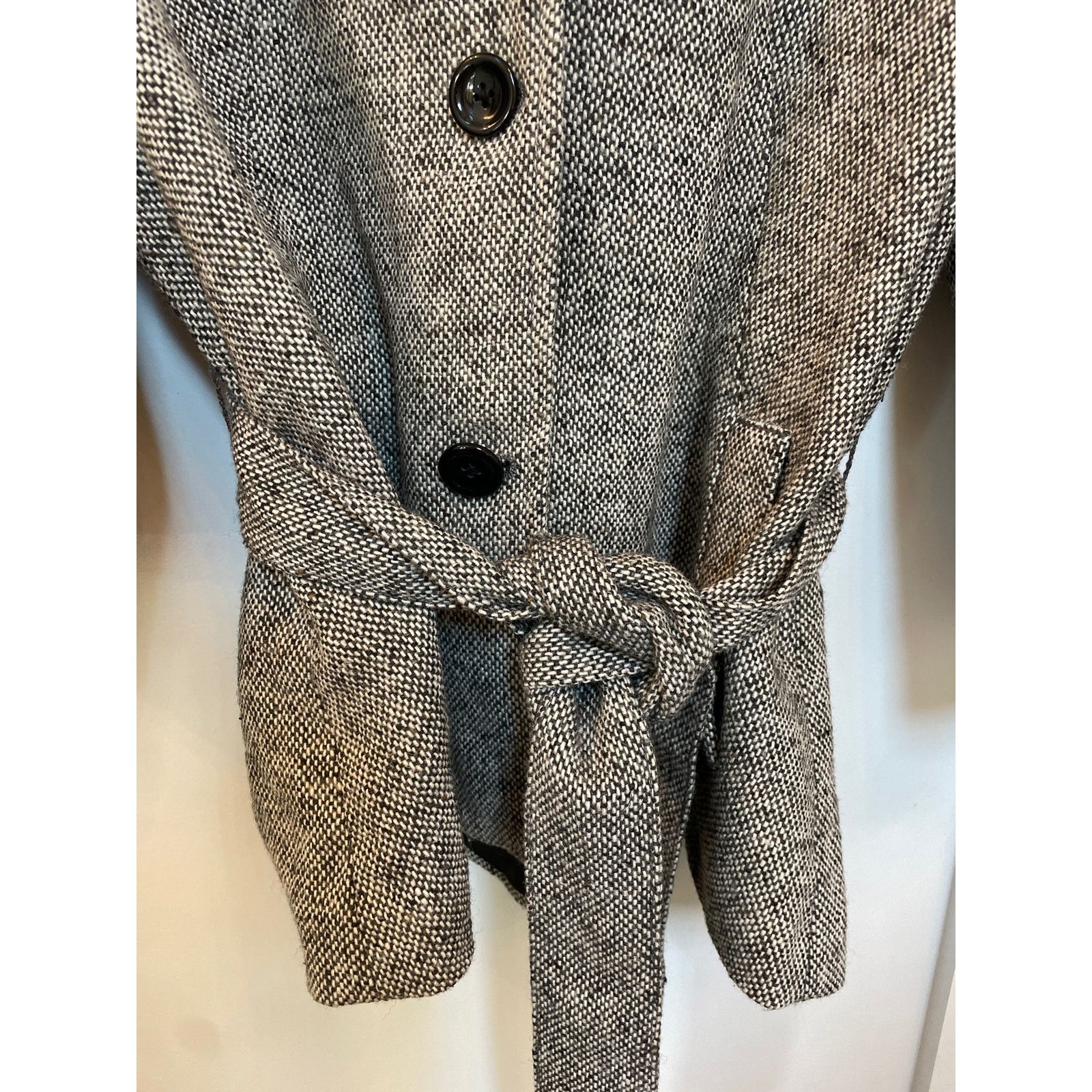 Gap Vtg GAP 3/4 Wide Sleeve Belted Herringbone Cropped Peacoat,M Size M / US 6-8 / IT 42-44 - 6 Thumbnail