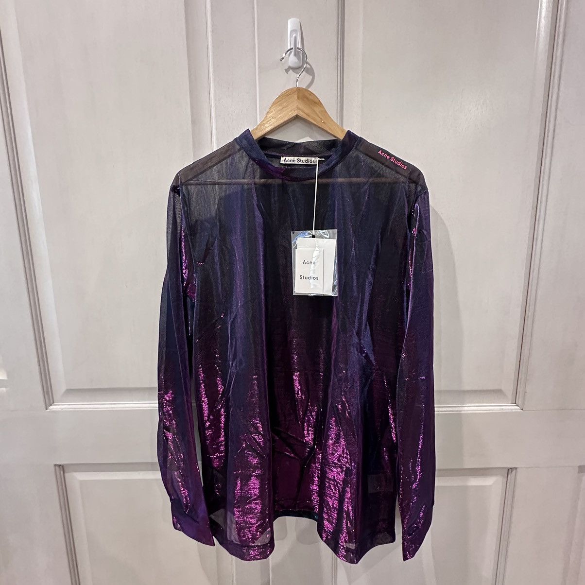 Acne Studios Acne Studios Iridescent Mesh Long Sleeve Top Size US XL / EU 56 / 4 - 3 Thumbnail