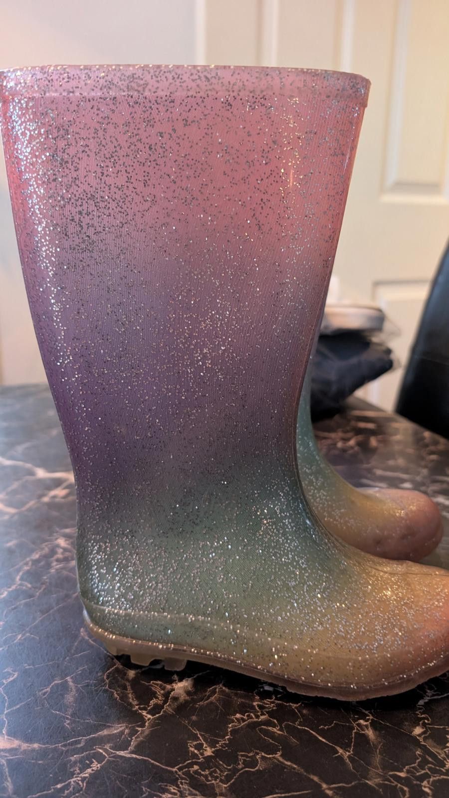 The Unbranded Brand Kids Glitter Rain Boots Waterproof Rubber Toddler Size 12 Size US 12 / IT 42 - 2 Thumbnail