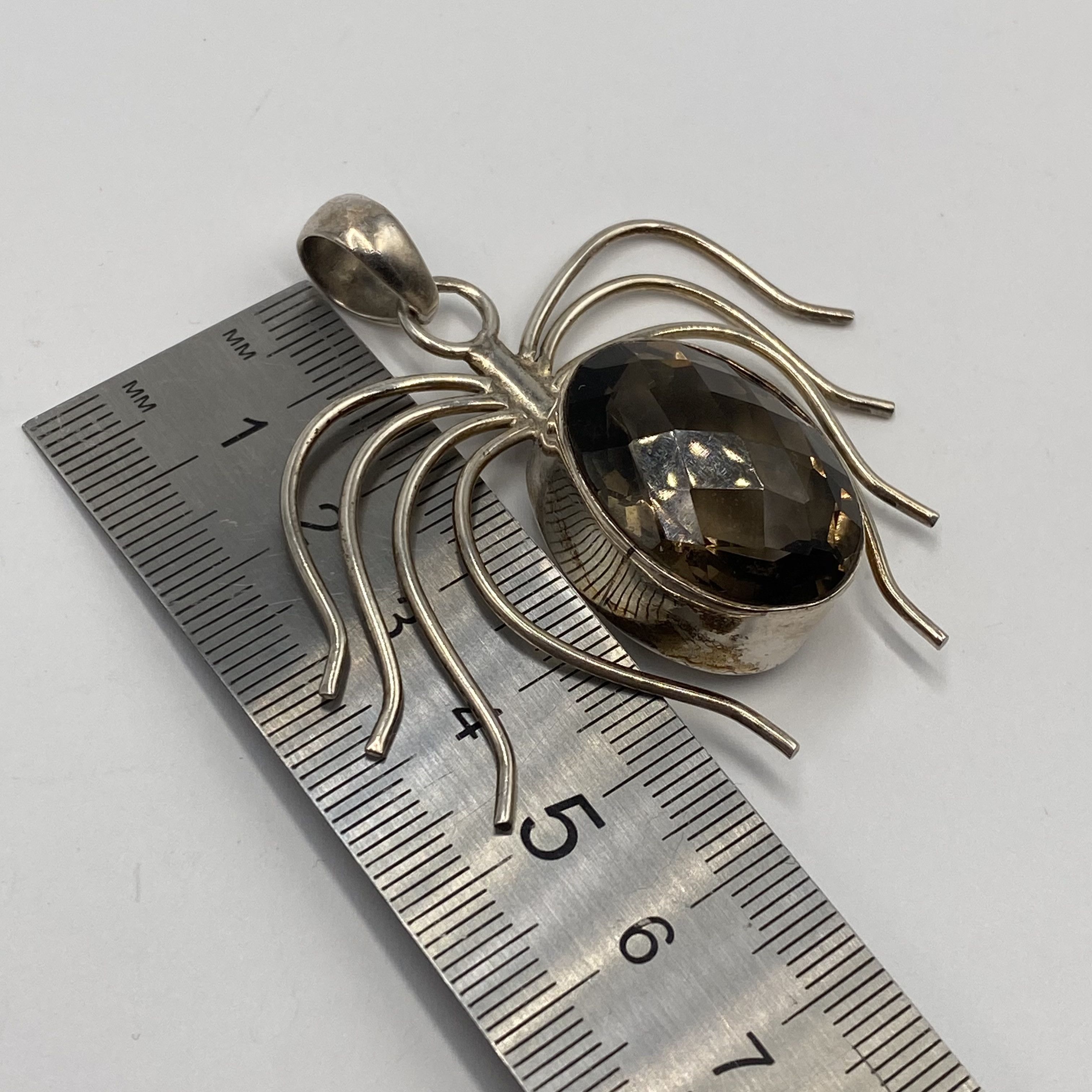 Sterling Silver Vintage Sterling Silver 925 Spider Pendant Smoky Quartz 20.5 Size ONE SIZE - 6 Thumbnail