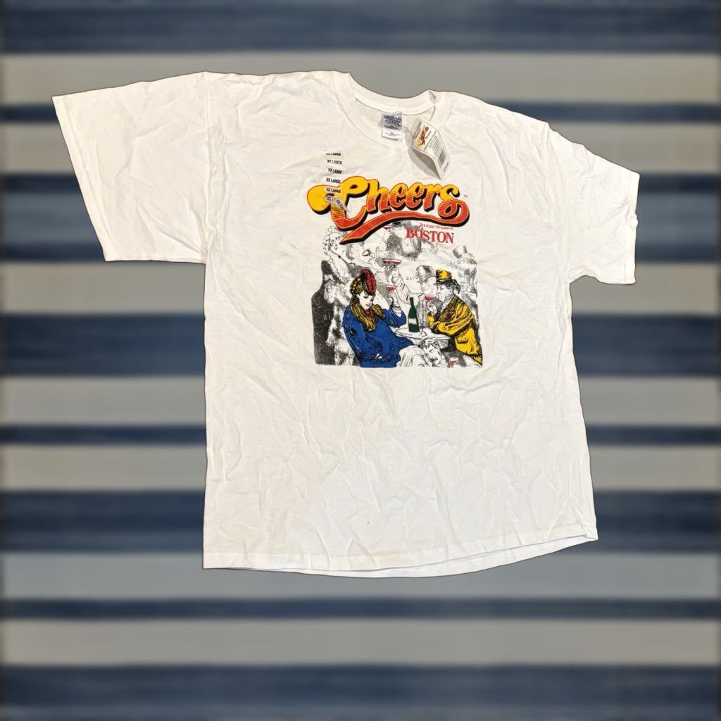 Gildan VINTAGE 2007 CBS Studios Inc Officially Licensed Cheers Boston T-Shirt White 2XL NWD Mens Retro 80s 90s Graphic Print Cotton Gildan Short Sleeve Size US XXL / EU 58 / 5 - 1 Thumbnail