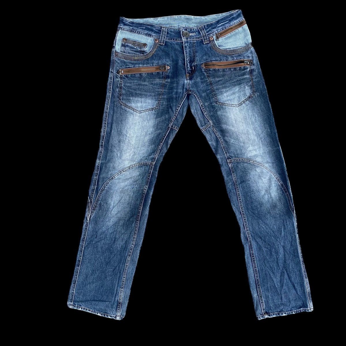 Japanese Brand Multi Pocket Made In Heaven Bondage Faded Blue Denim Jeans Size US 36 / EU 52 - 1 Thumbnail