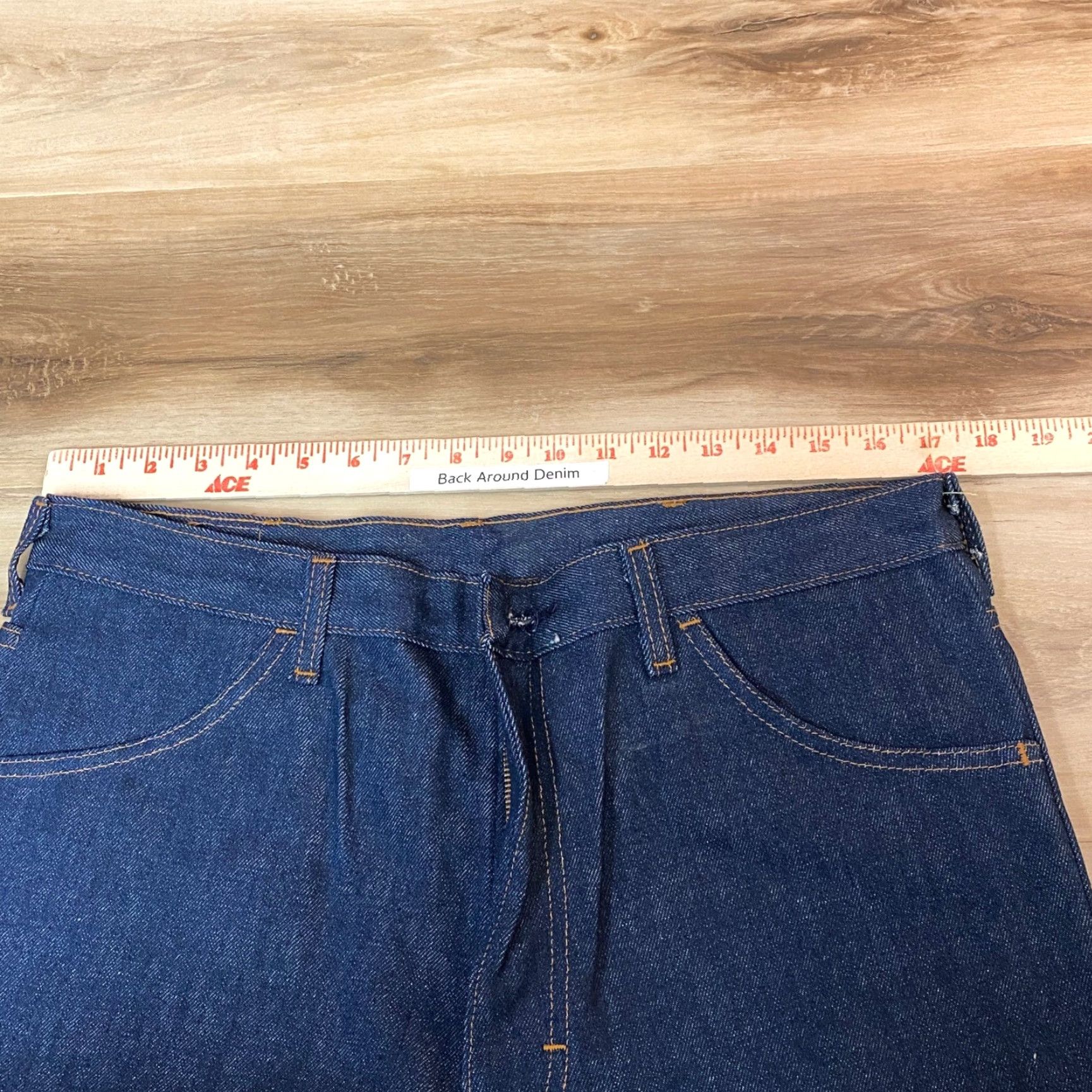 Denime VINTAGE Roebucks Jeans Straight Leg Mens 36x31 Dark Wash 14 oz Denim Blue 70s 80s Cowboy Style Mens Size US 36 / EU 52 - 5 Thumbnail
