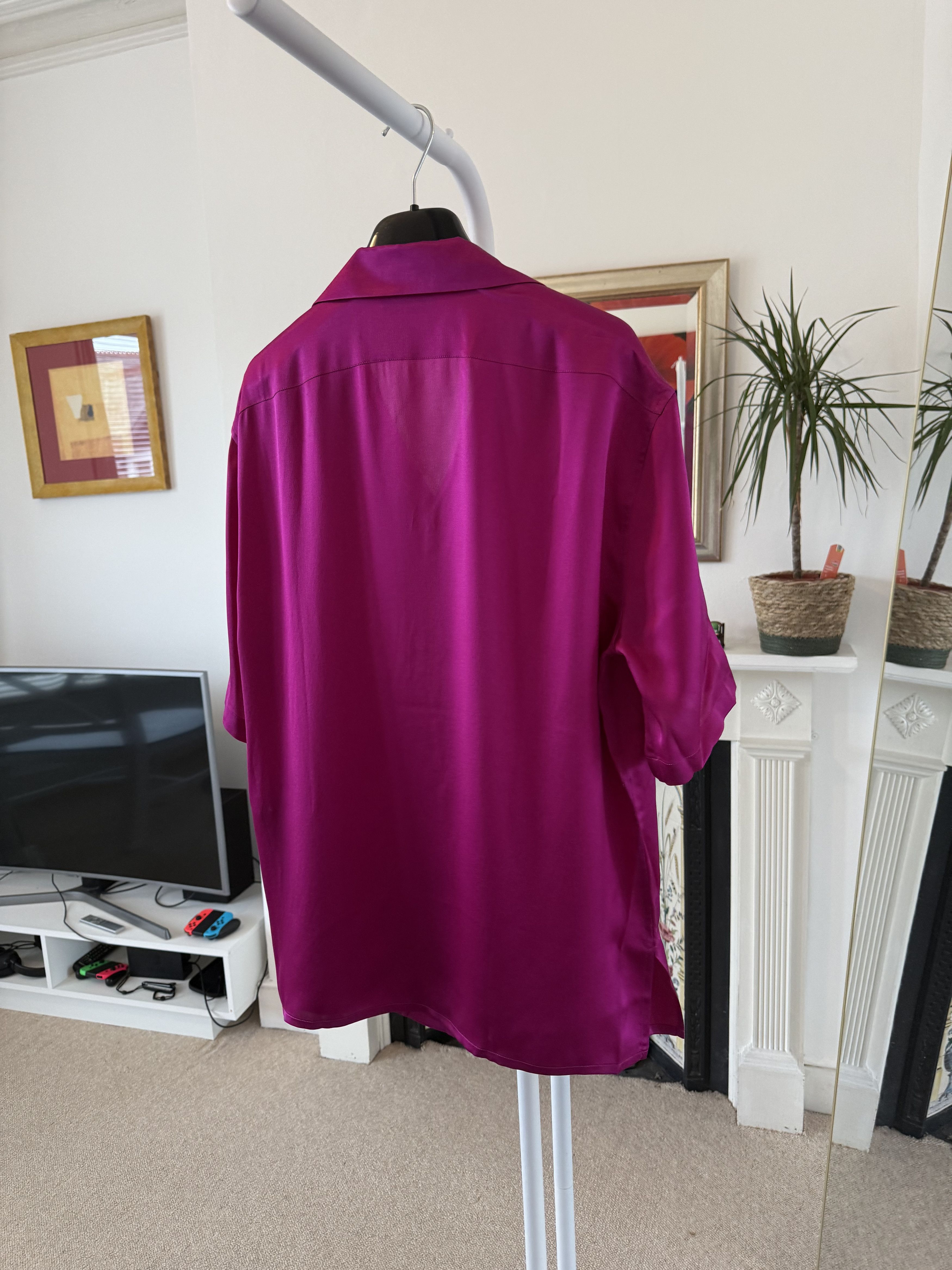 Saint Laurent Paris FW22 Saint Laurent Satin Open Collar Pink Silk Shirt Size US XXL / EU 58 / 5 - 4 Thumbnail