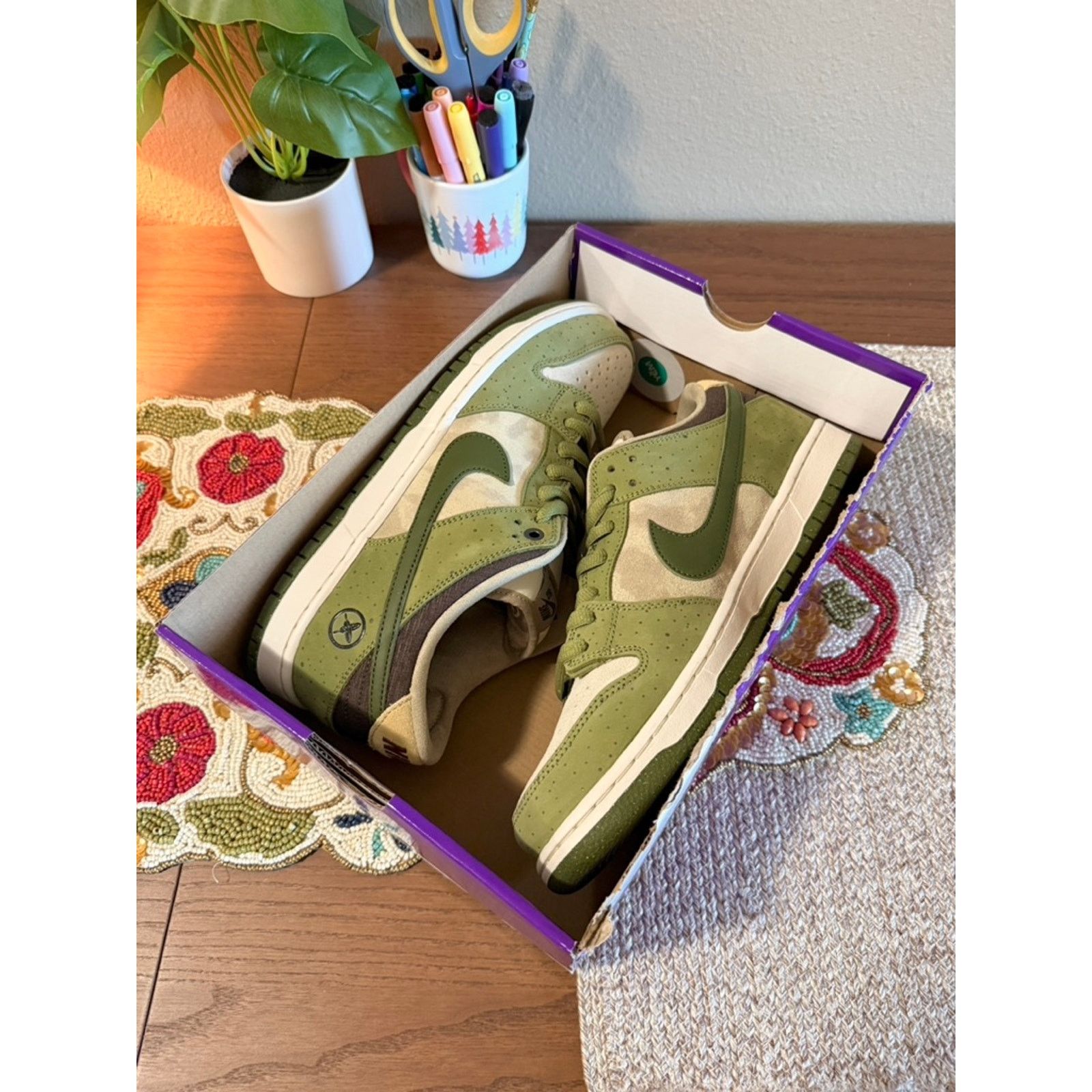 Nike Nike SB Dunk Low Yuto Horigome Matcha Asparagus Sequoia Size US 11.5 / EU 44-45 - 7 Thumbnail