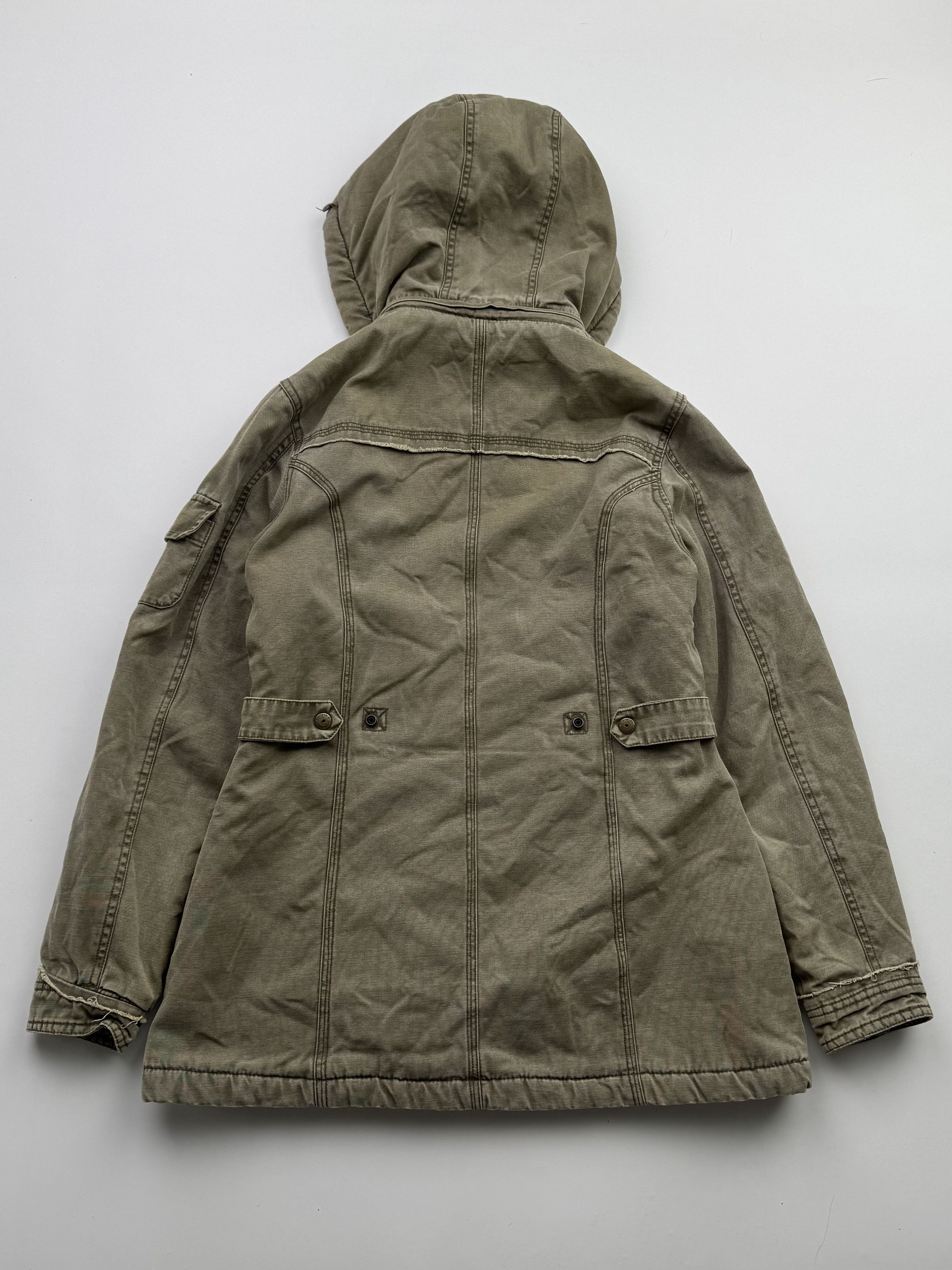 Vintage Washed Hooded Jacket With Many Details B344(V158)E2