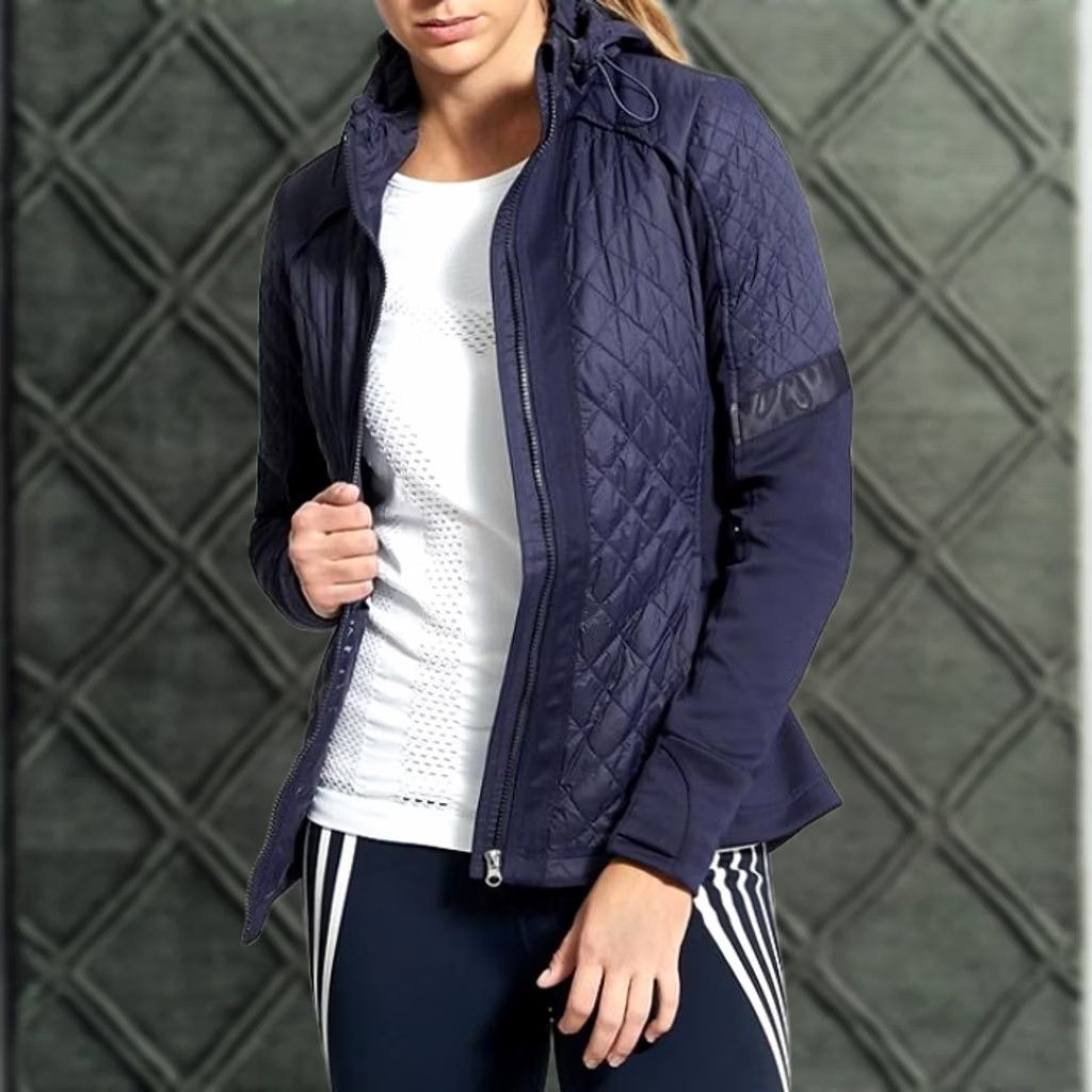 Athleta Athleta Hooded Jacket Navy Blue Quilted Athletic Women Small Spring Running Size S / US 4 / IT 40 - 1 Thumbnail