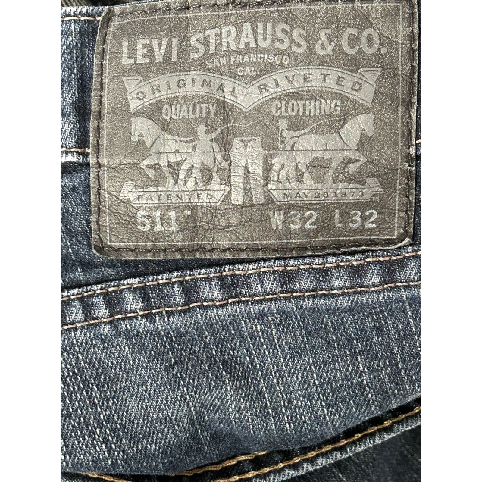 Levi's Levi's 511 Slim Straight Jeans Blue Denim 32x32 Mens Regular Waist 32 Inseam 32 5-Pocket Zipper Button Logo Belt Loops Leather? Size US 32 / EU 48 - 5 Thumbnail