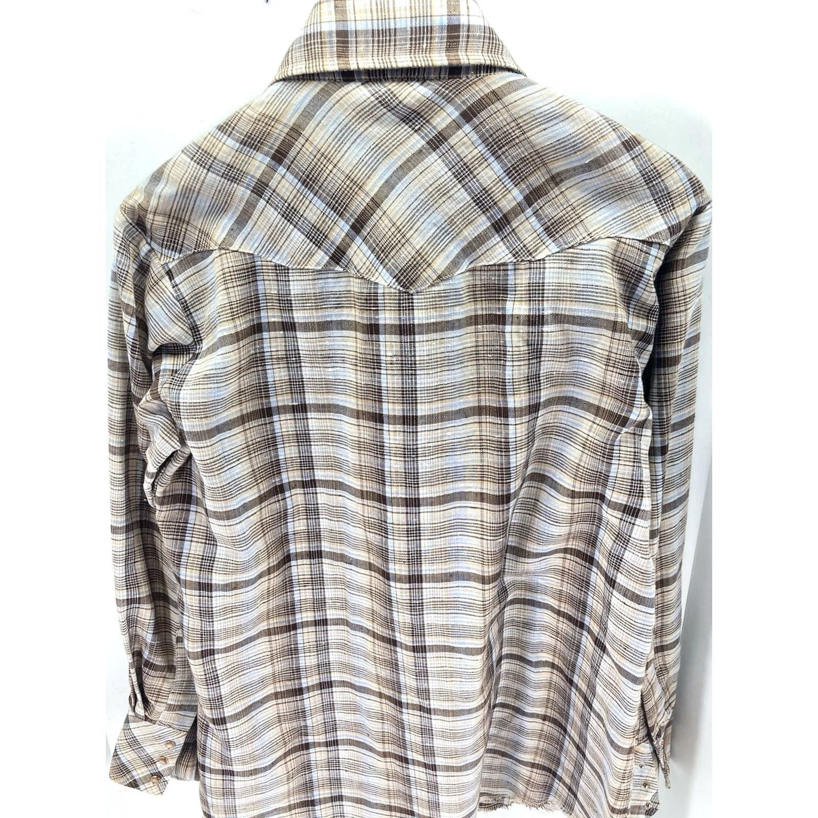 Vintage VINTAGE Dan Rivers Pearl Snap Shirt Men Medium 15.5/32 Brown Plaid Long Sleeve Shirt Mens VTG Size US M / EU 48-50 / 2 - 7 Thumbnail