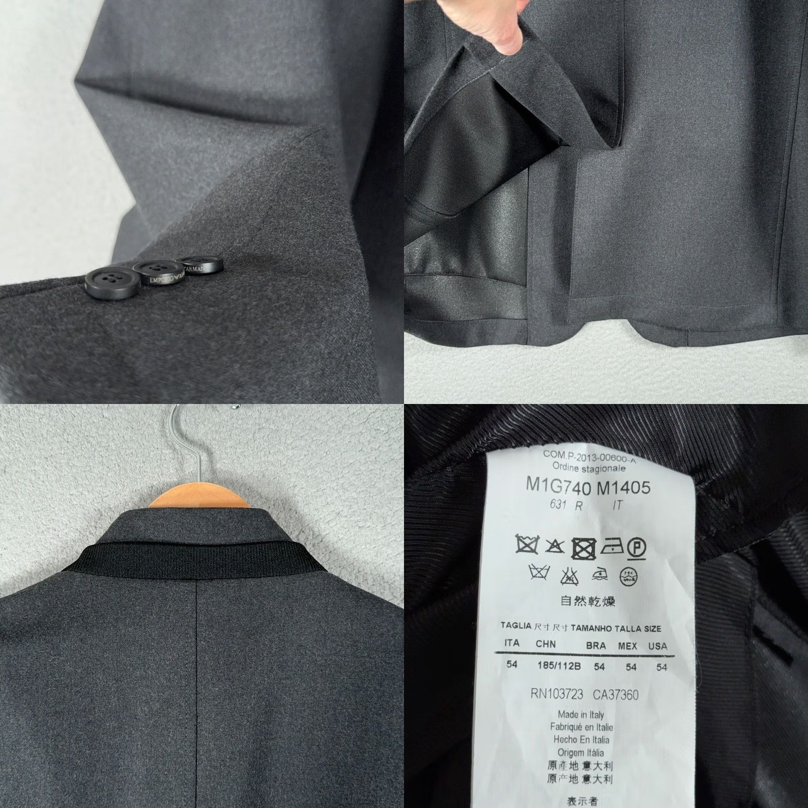 Emporio Armani Emporio Armani Blazer Men Wool Shawl Lapel Matt Line Two-Button 54 Gray US 44 Formal Business Wedding Tuxedo Jacket Size 44R - 8 Thumbnail