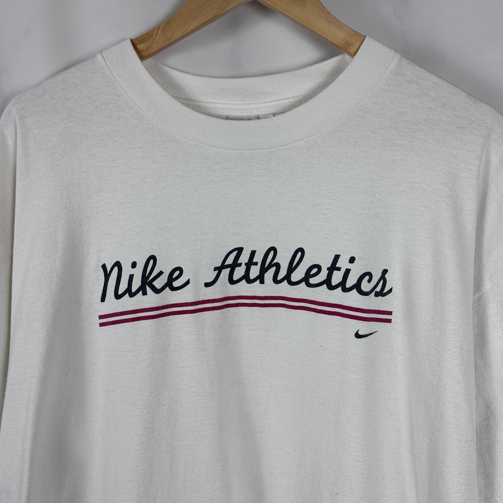 Nike Vintage Nike Athletics White Script Tee Size US XL / EU 56 / 4 - 2 Thumbnail