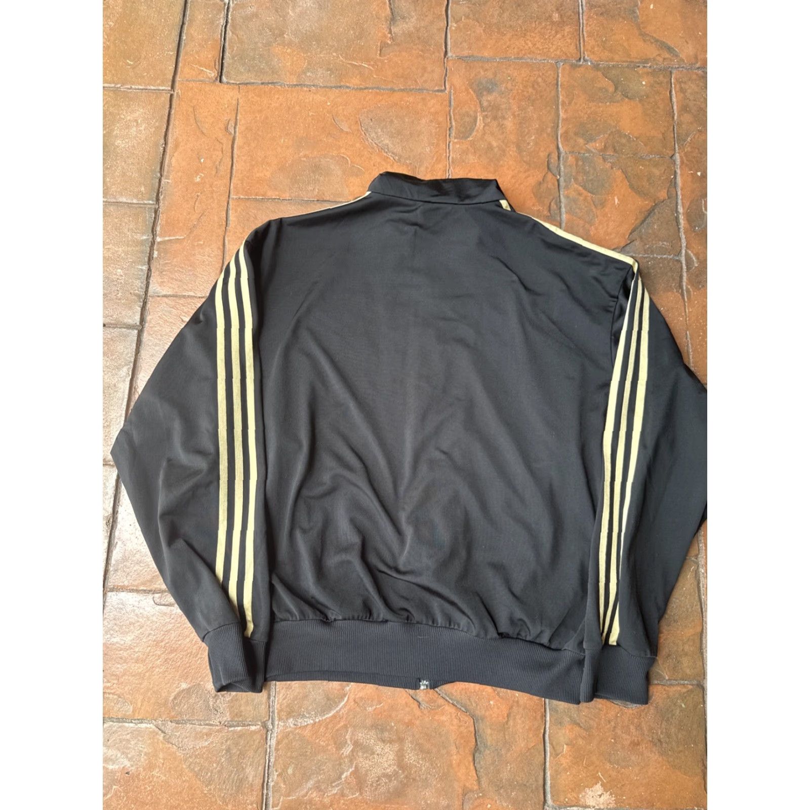 Adidas Adidas Track Jacket Men’s XL Track Jacket Retro Firebird Gold Tracksuit Zip Pockets Black Blue 100% Polyester Size 46R - 3 Thumbnail