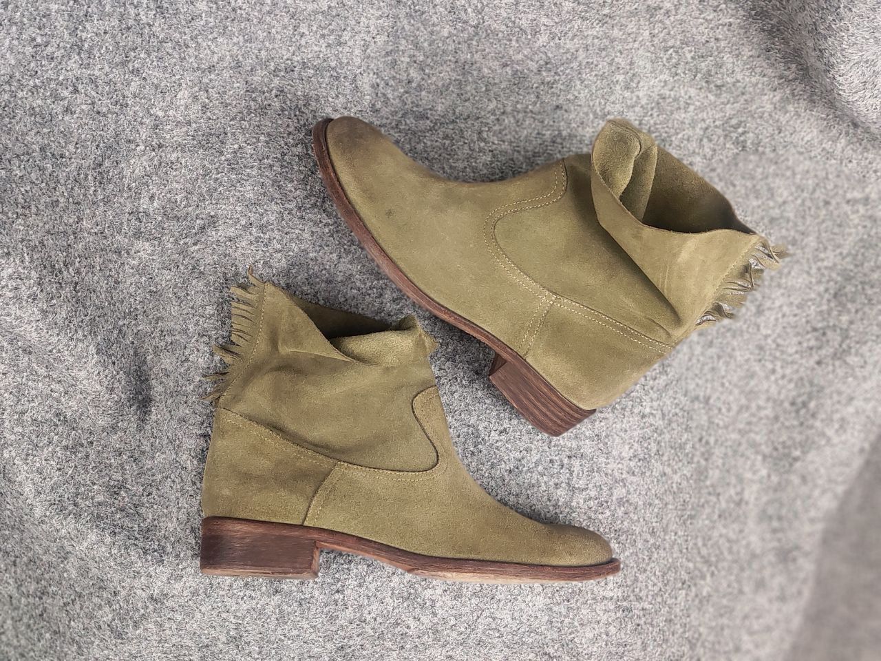 Vintage Via Roma 15 Designer leather shoes green Flat Ankle Boots Size US 11 / IT 41 - 3 Thumbnail