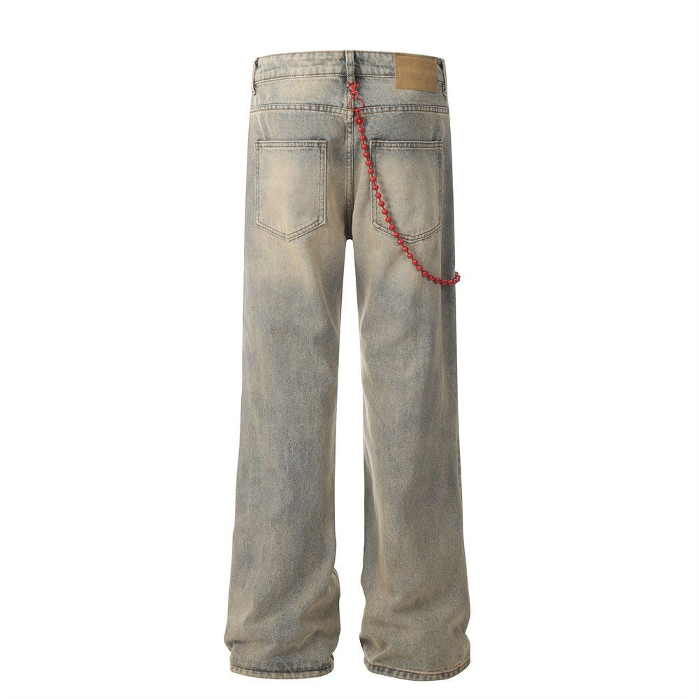 Japanese Brand × Jean American washed distressed loose side chain straight jeans Size US 32 / EU 48 - 3 Thumbnail