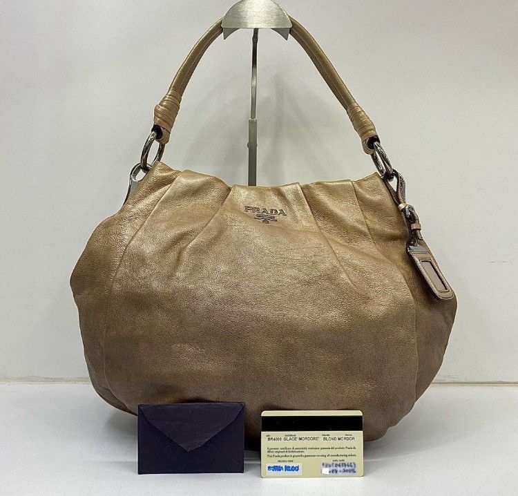 Prada Prada Leather Shoulder Hobo Bag Size ONE SIZE - 2 Thumbnail