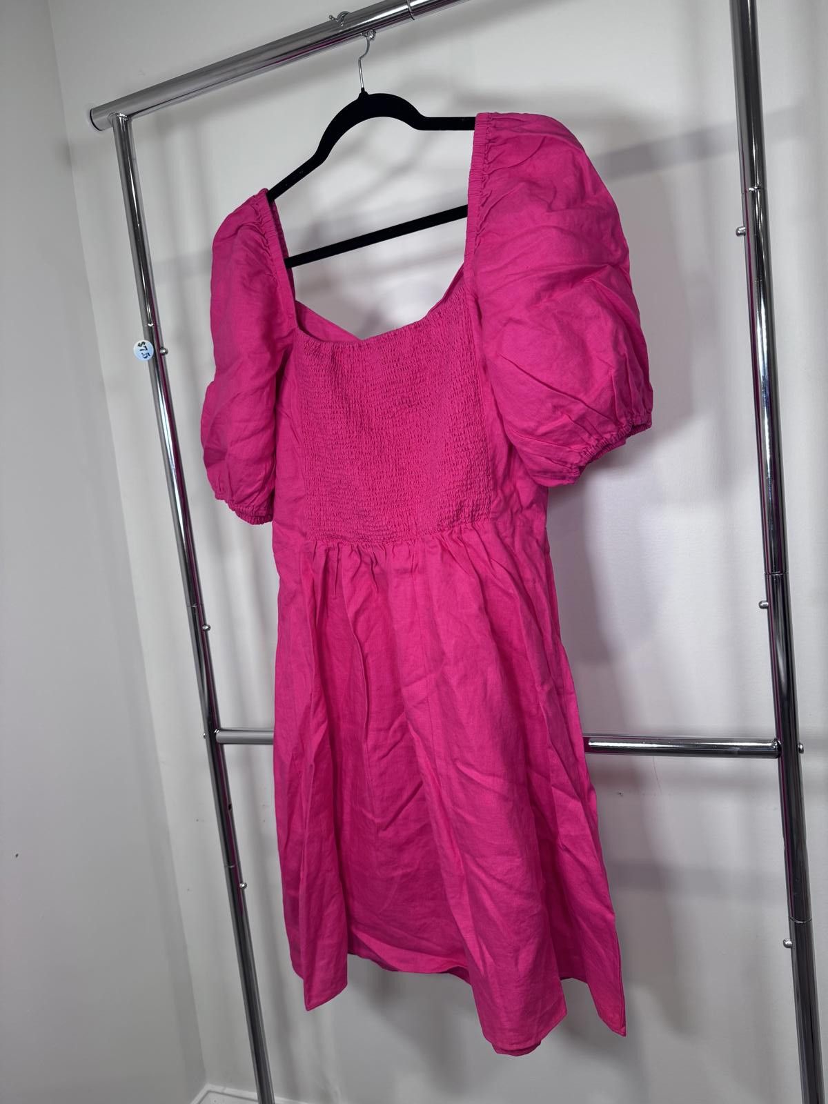 Designer The Drop Women's Pink Puff Sleeve Dress - Size L Size L / US 10 / IT 46 - 2 Thumbnail