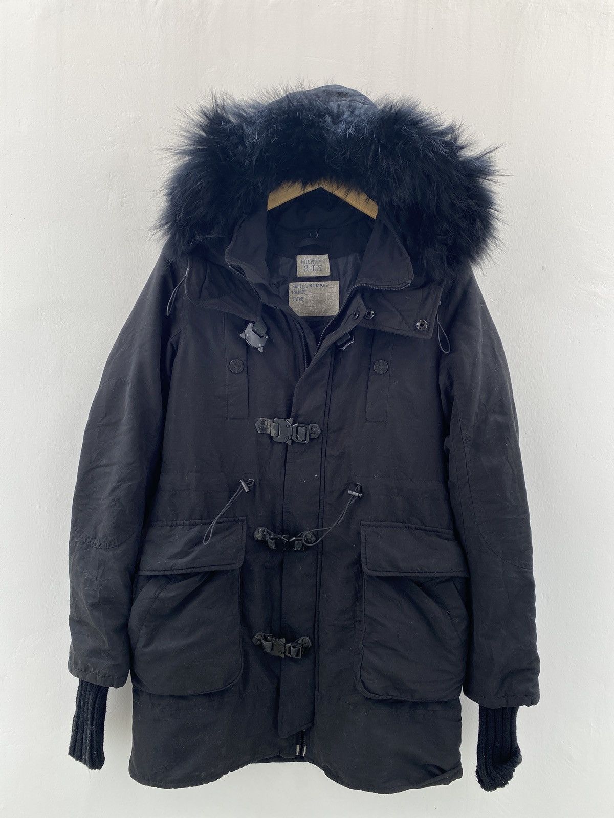 KMRii 2000’s Sly Military - Black Fur Bondage Vkei Jacket Size US M / EU 48-50 / 2 - 1 Thumbnail