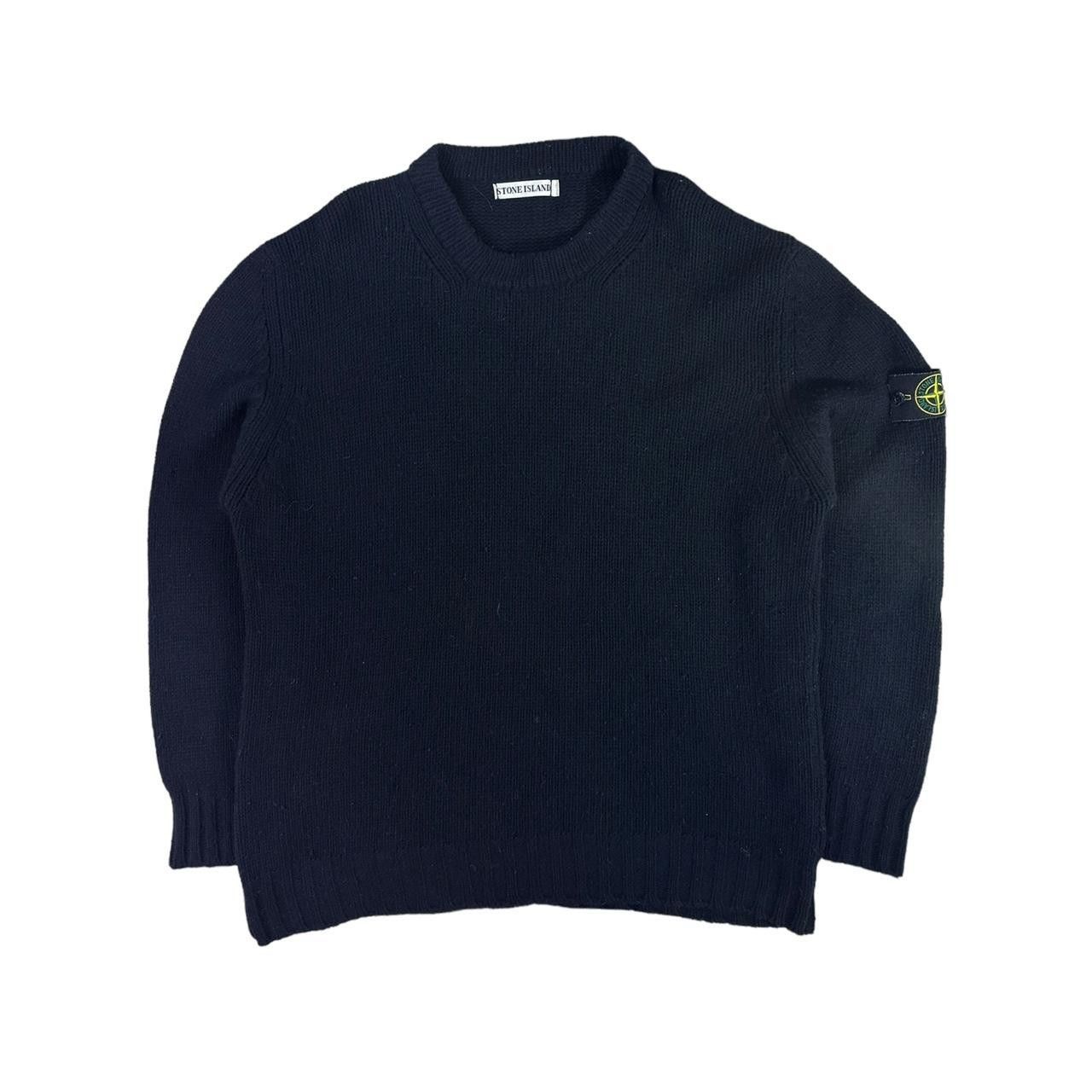 image of Stone Island Chunky Knit Pullover Crewneck Jumper in Black, Men's (Size 2XL)