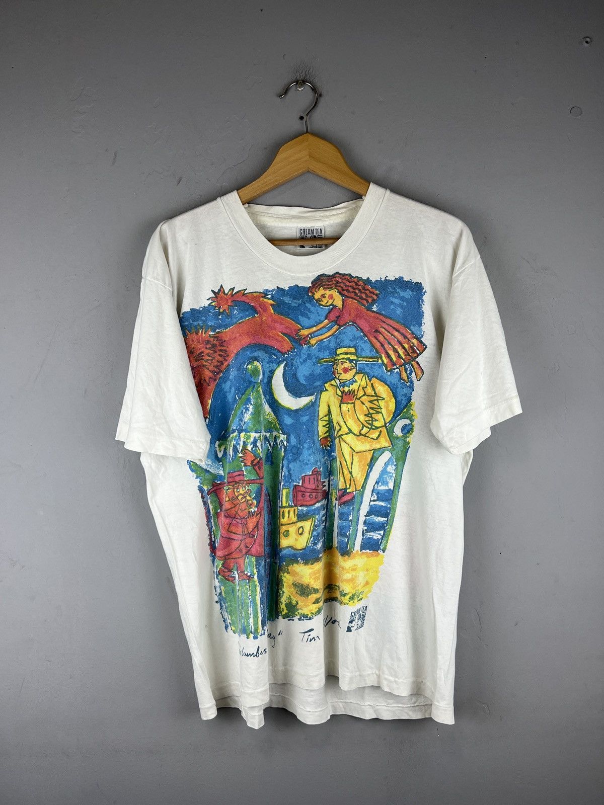 Vintage Vintage 80s Cream Tea London Art Single Stitch Columbus Size US L / EU 52-54 / 3 - 1 Thumbnail