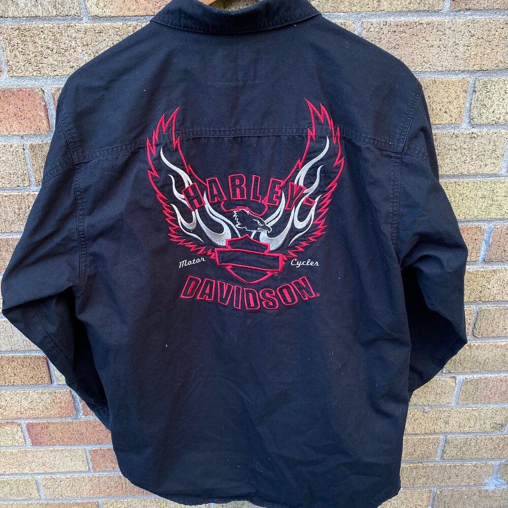 Harley Davidson × Vintage Vintage 90s Y2K Harley Davidson Embroidered Shirt Jacket Me Size US M / EU 48-50 / 2 - 1 Thumbnail