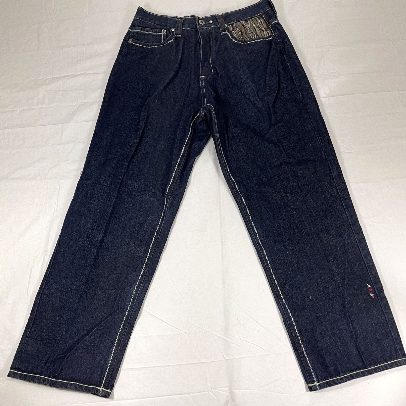 Coogi COOGI Jeans Shirt 38x34 Men 5-Pocket Knit Flap Pocket Embroidered Logo 90s Hip Hop Blue Cotton Baggy Relaxed Vintage No Size US M / EU 48-50 / 2 - 2 Thumbnail
