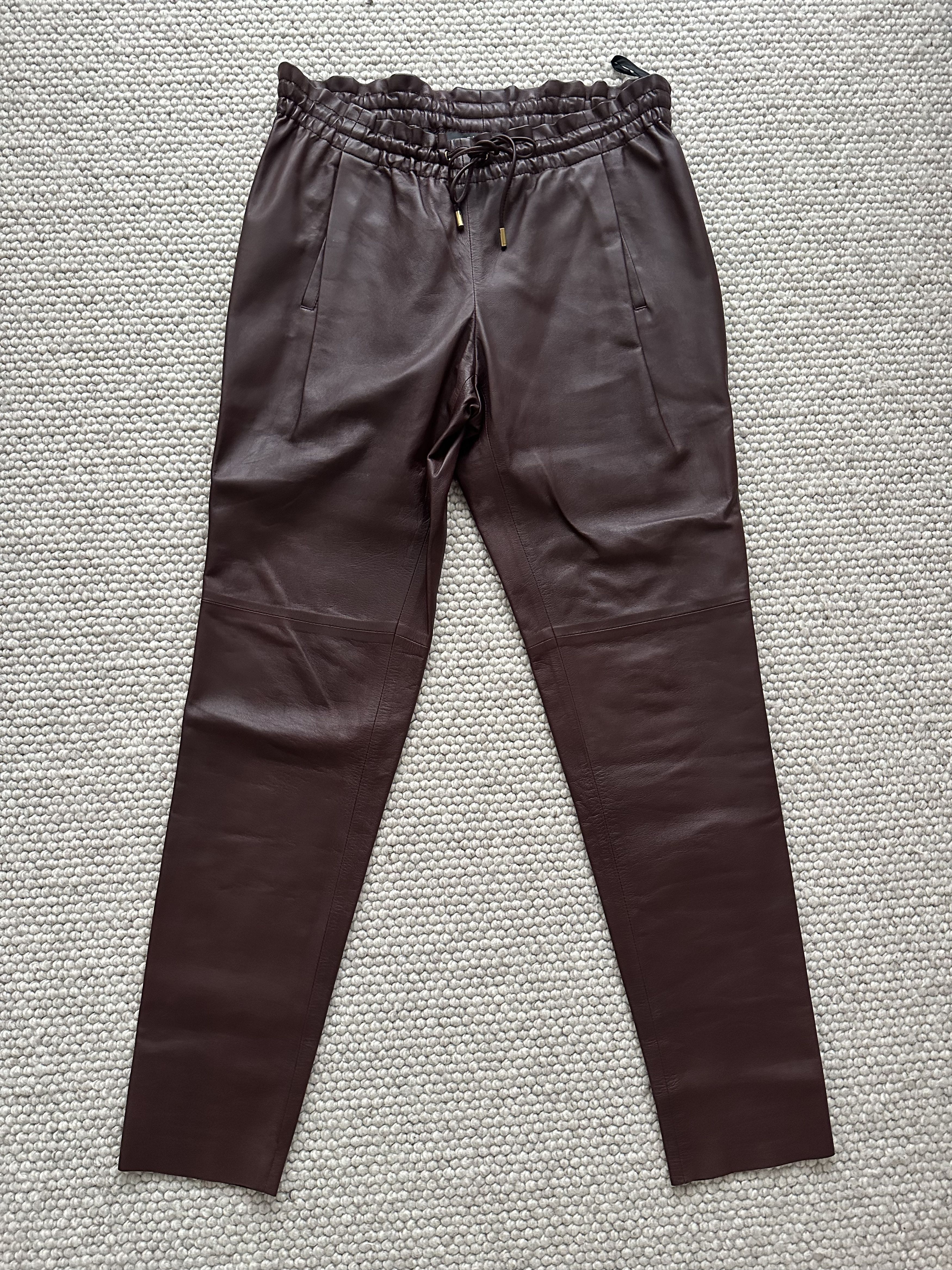 Gucci GUCCI lined burgundy / maroon brown soft leather pants Size 27" / US 4 / IT 40 - 6 Thumbnail