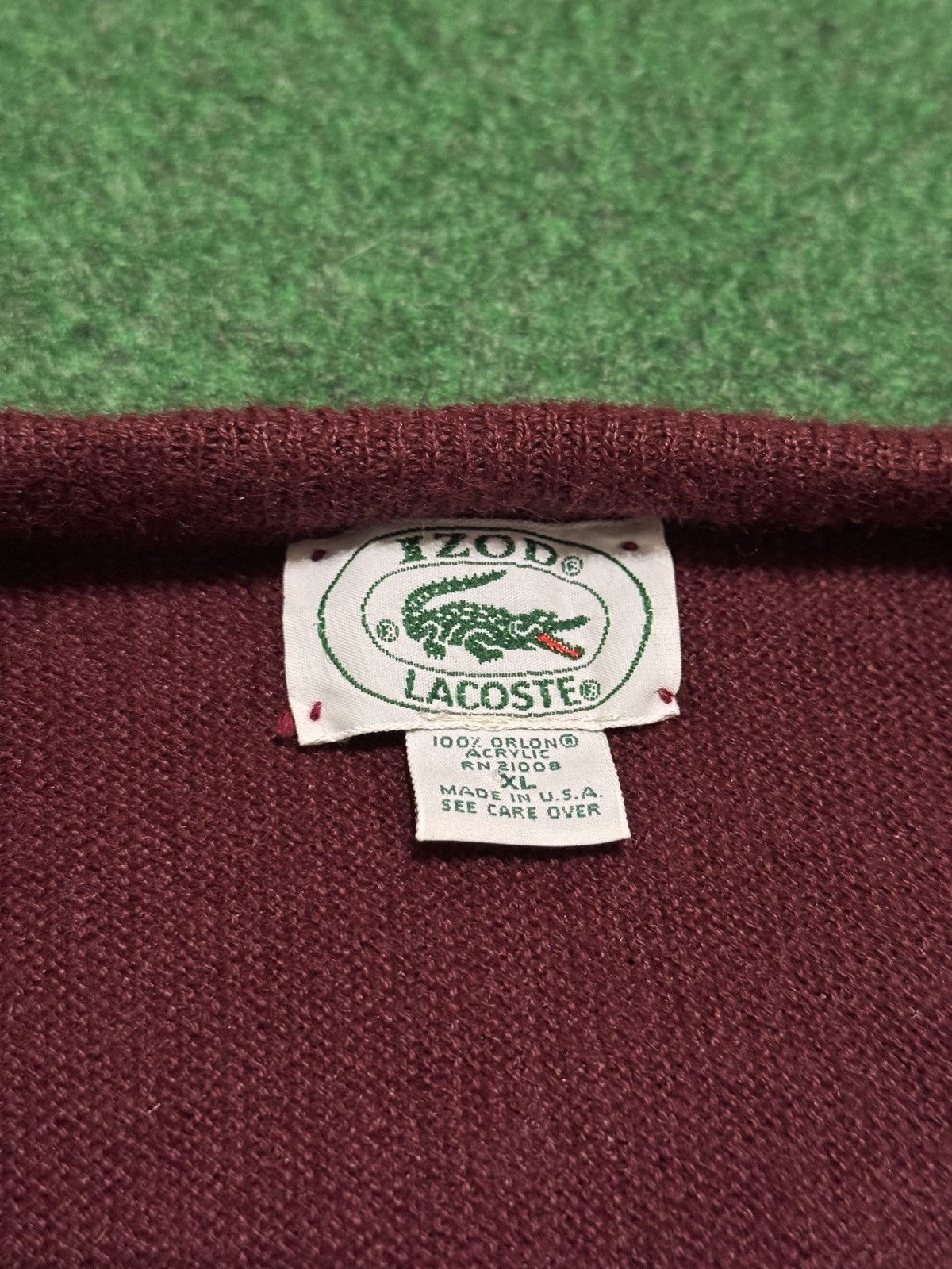 Lacoste Vintage 90s Lacoste Izod Burgundy XL Knit V Neck Sweater Size US XL / EU 56 / 4 - 3 Thumbnail