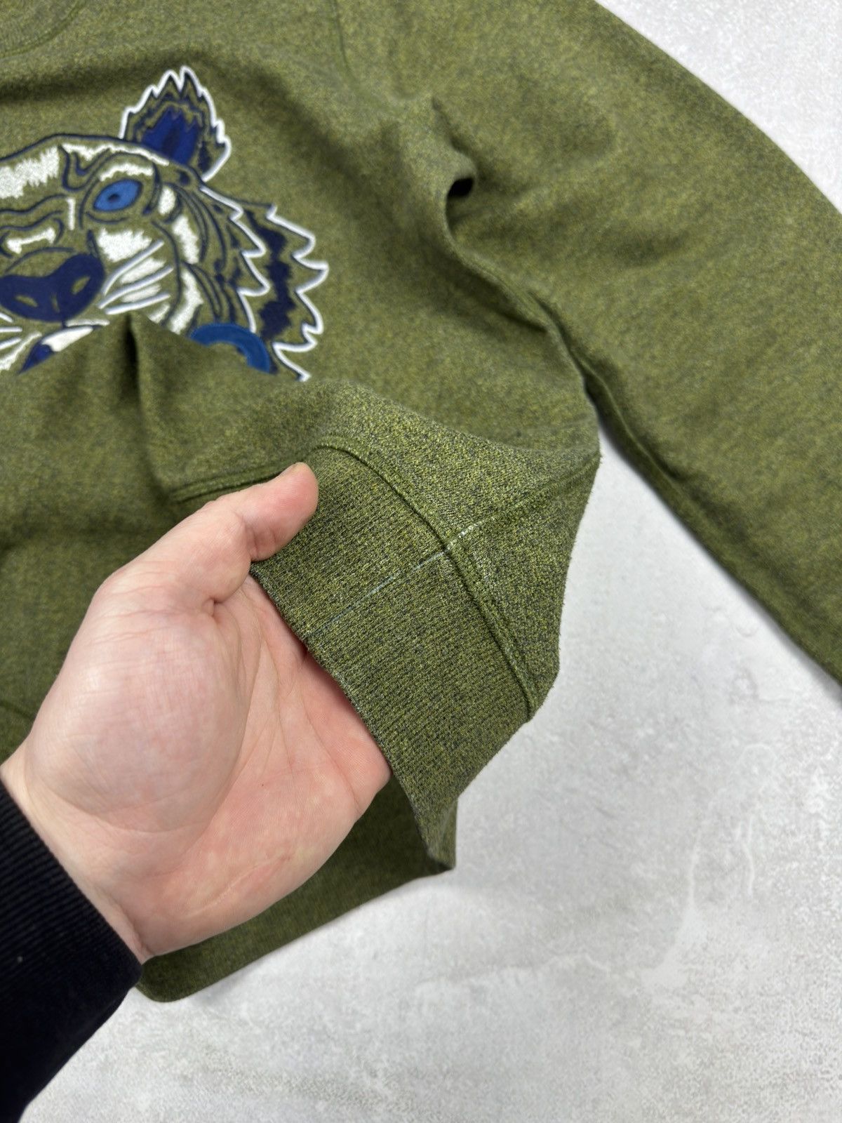 Kenzo Vintage Kenzo Tiger Big Logo Sweatshirt Green Khaki Jumper Size US L / EU 52-54 / 3 - 9 Thumbnail