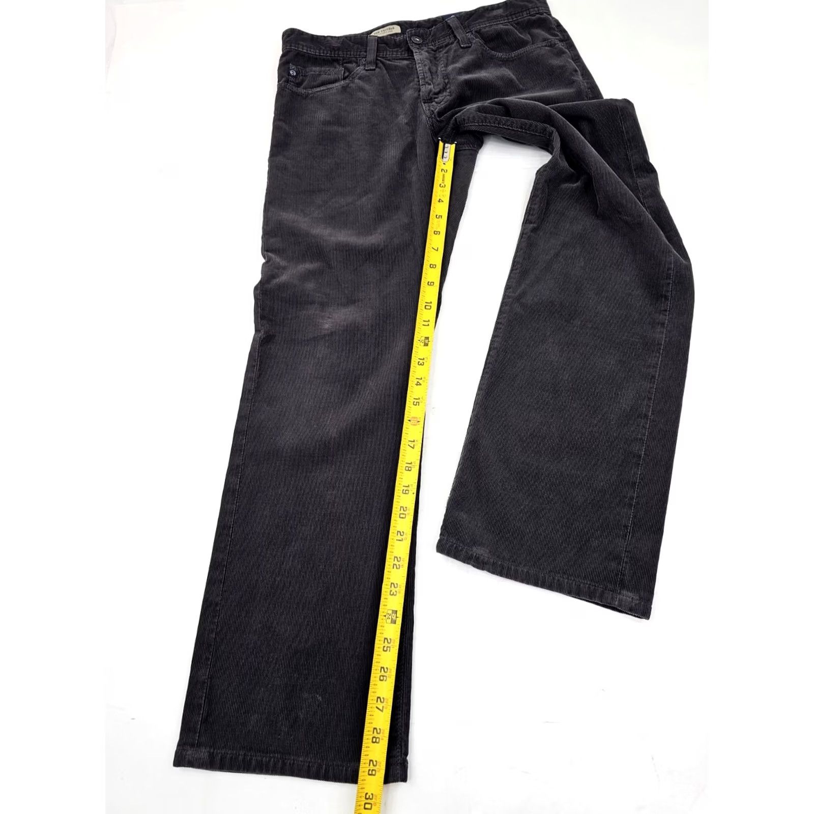 Vintage AG Adriano Goldschmied Protegé Corduroy Pants Men 32 x 29.5 Gray Pima Cotton Corduroy Chino Straight 5-Pocket AG The Protégé Mens Size US 32 / EU 48 - 4 Thumbnail