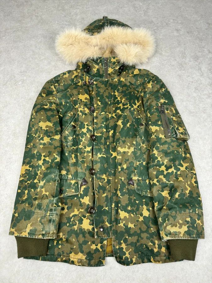 A.P.C. A.P.C. Military Camo Green Fox Fur Hooded Jacket Size US L / EU 52-54 / 3 - 1 Thumbnail