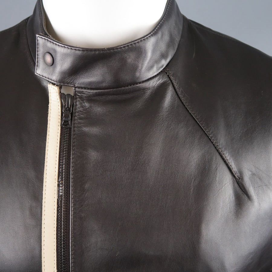 Neil Barrett ‘NEIL BARRETT’ Brown Leather Moto Inspired Jacket Size US L / EU 52-54 / 3 - 8 Thumbnail
