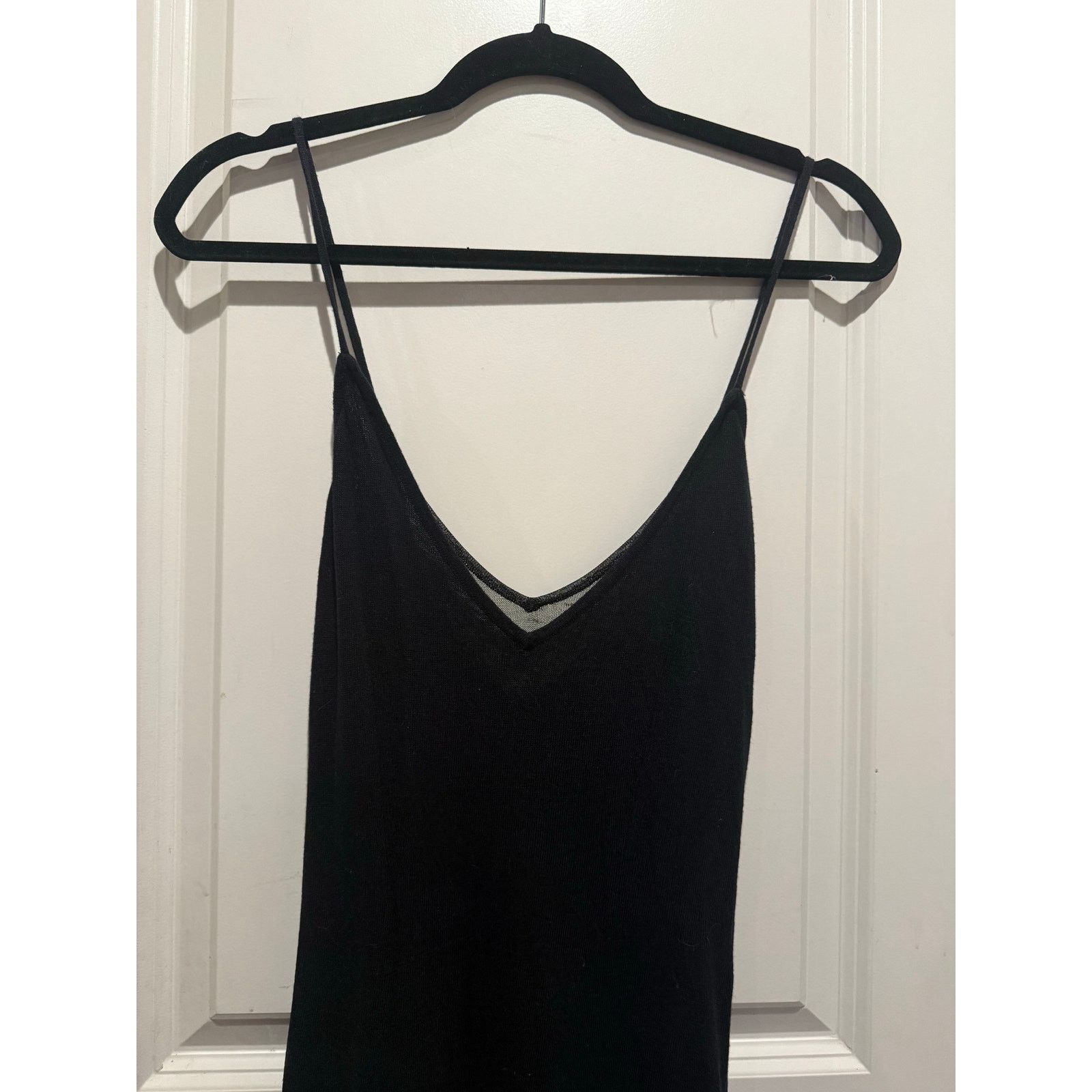 Express Express Black Slip Maxi Dress Mesh Insert Lined V-Neck Tie S Size S / US 4 / IT 40 - 4 Thumbnail