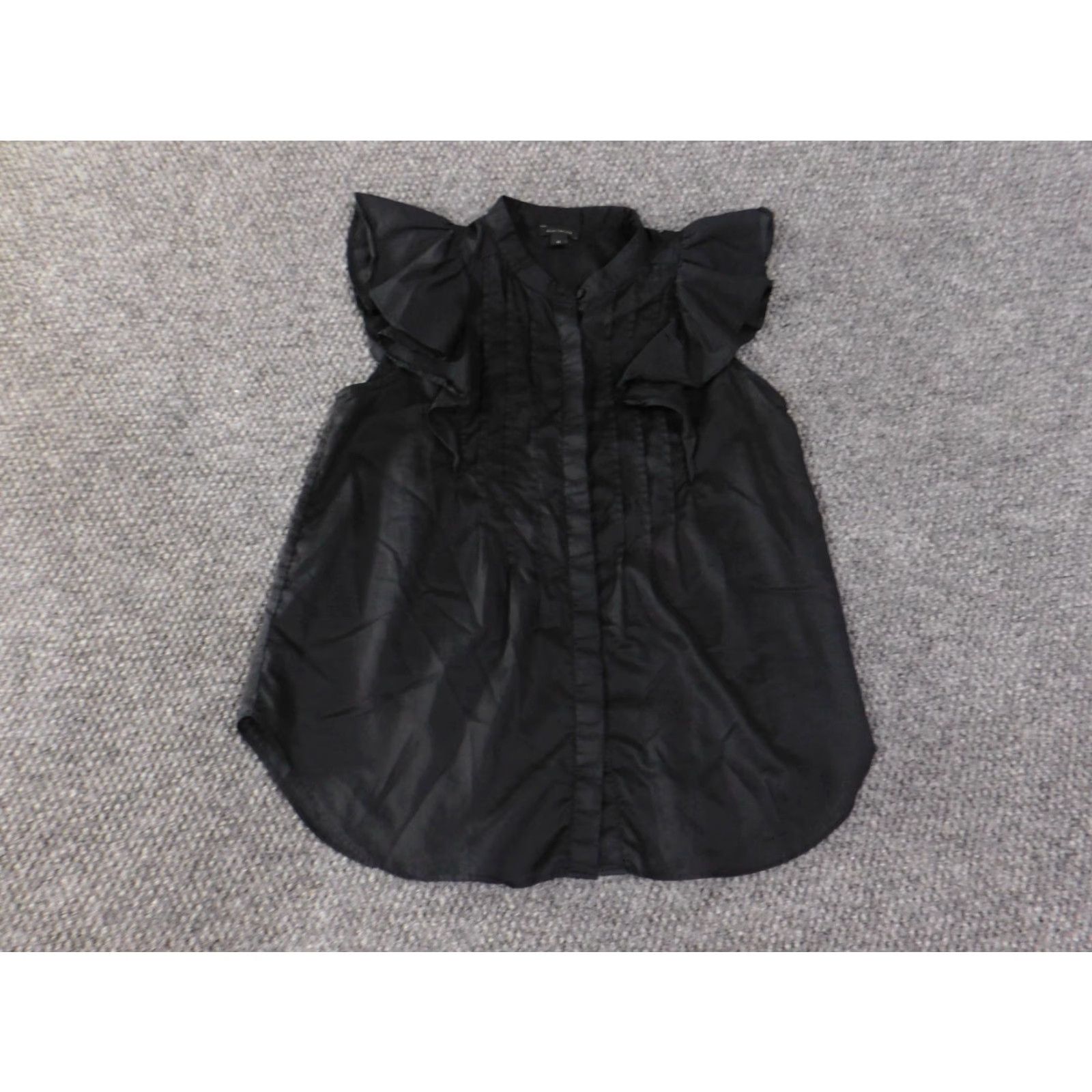 Loft LOFT Ann Taylor Blouse Womens XS Black Sleeveless Ruffle Lightweight Cotton Lyocell Dog Ear Drag? Size XS / US 0-2 / IT 36-38 - 2 Thumbnail