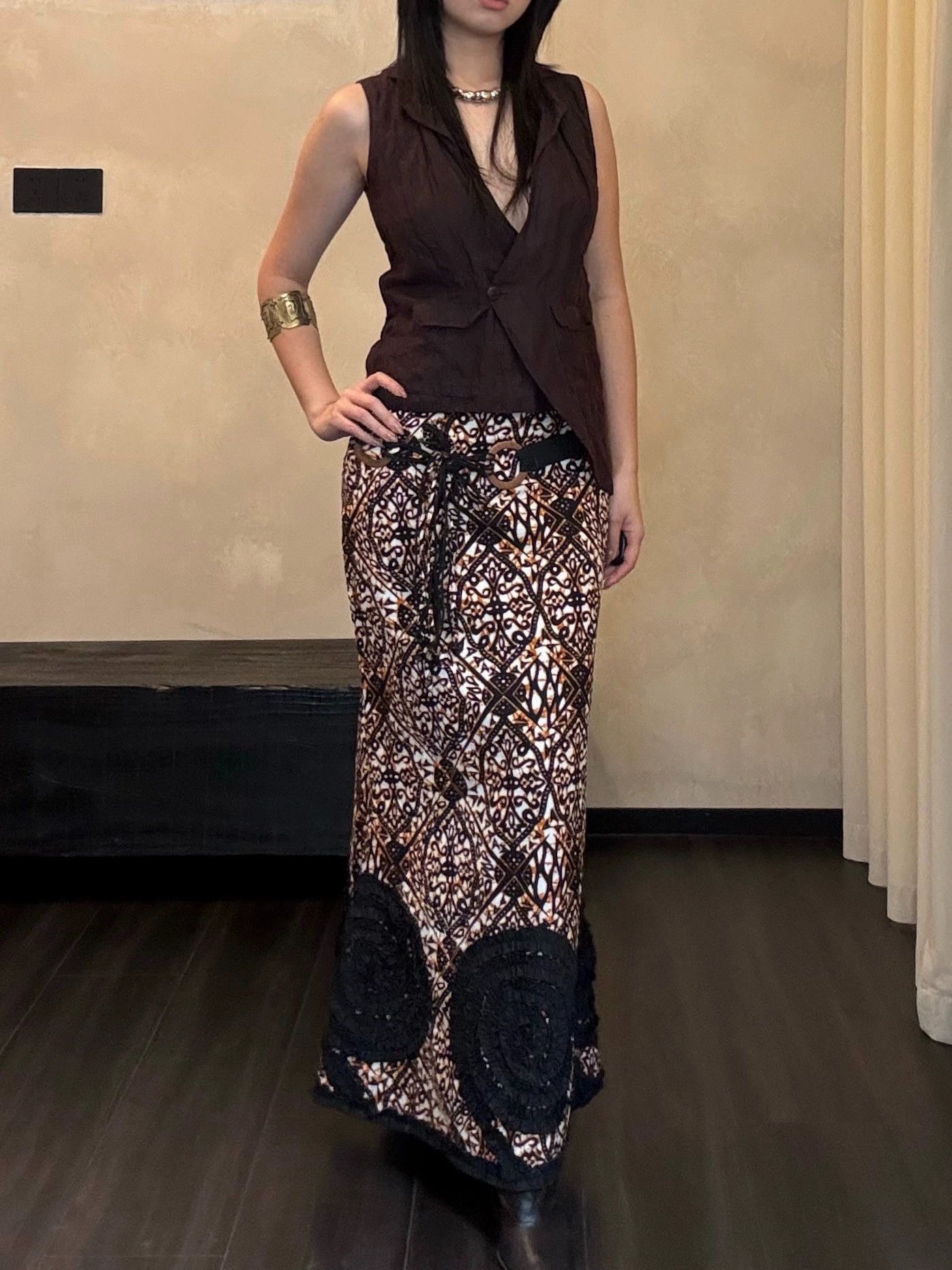 Other French Vintage Women's Fish Tail Skirt w/Belt Graphic Print Collage Size 26" / US 2 / IT 38 - 5 Thumbnail