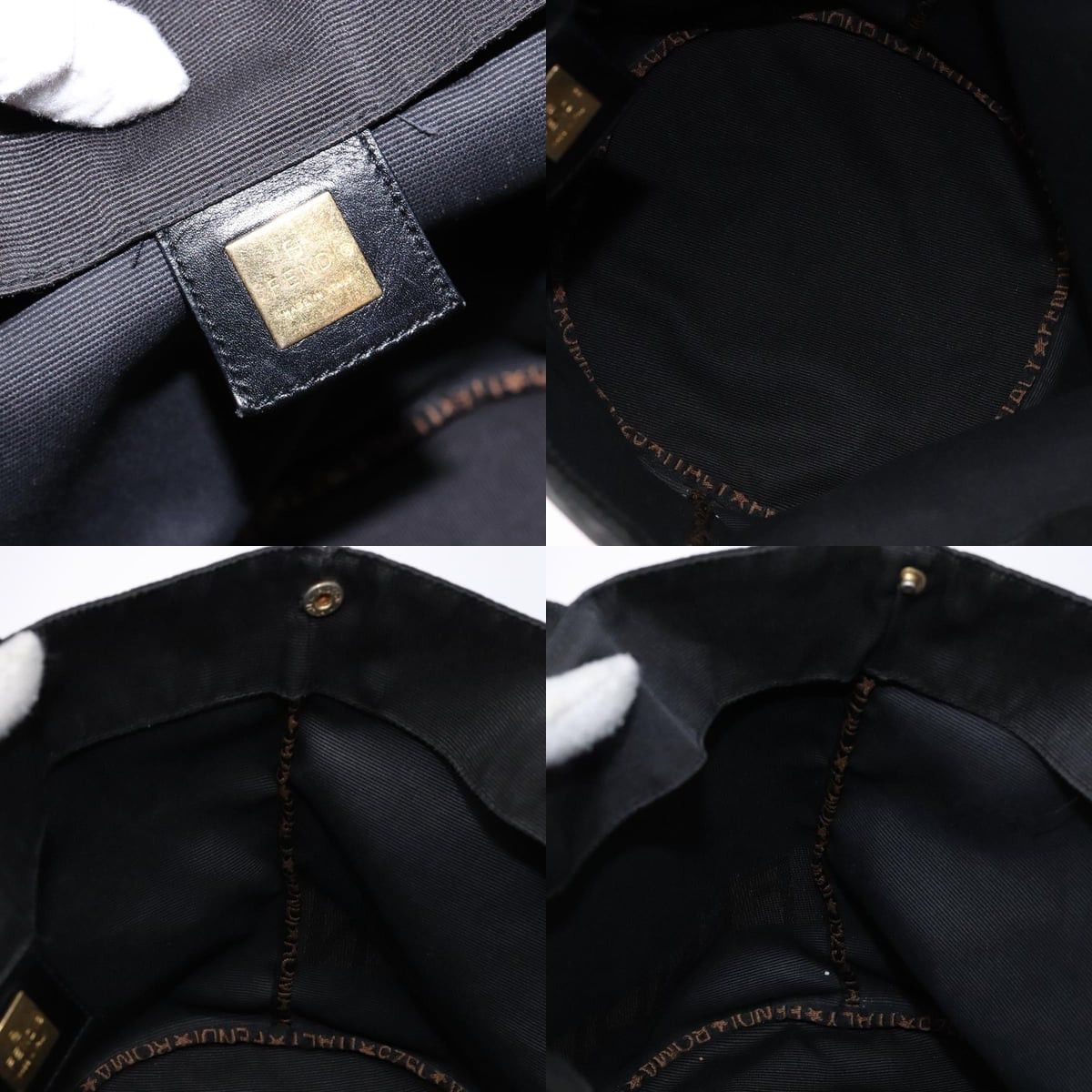 Fendi FENDI Hand Bag Canvas Black Brown Gold Size ONE SIZE - 11 Thumbnail