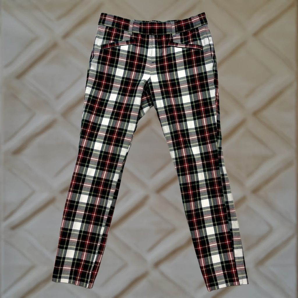 Gap GAP Tartan Plaid Pants Size 0 White Red Green - Preowned Skinny Ankle Size 26" / US 2 / IT 38 - 1 Thumbnail