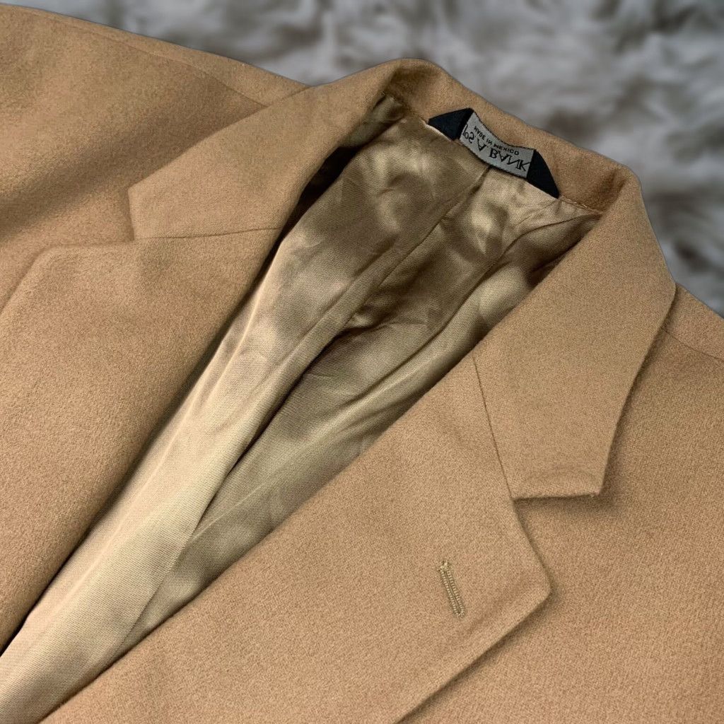 Jos A Bank Wool Flannel Blazer Jacket 44R Beige Two-Button Regular