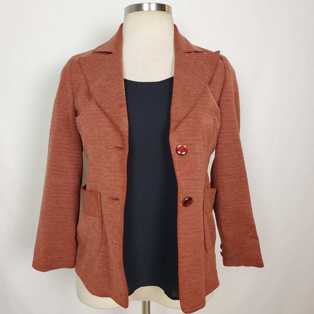 Vintage 70s Western Vintage Brick Red Blazer Pockets S-M Size M / US 6-8 / IT 42-44 - 2 Thumbnail