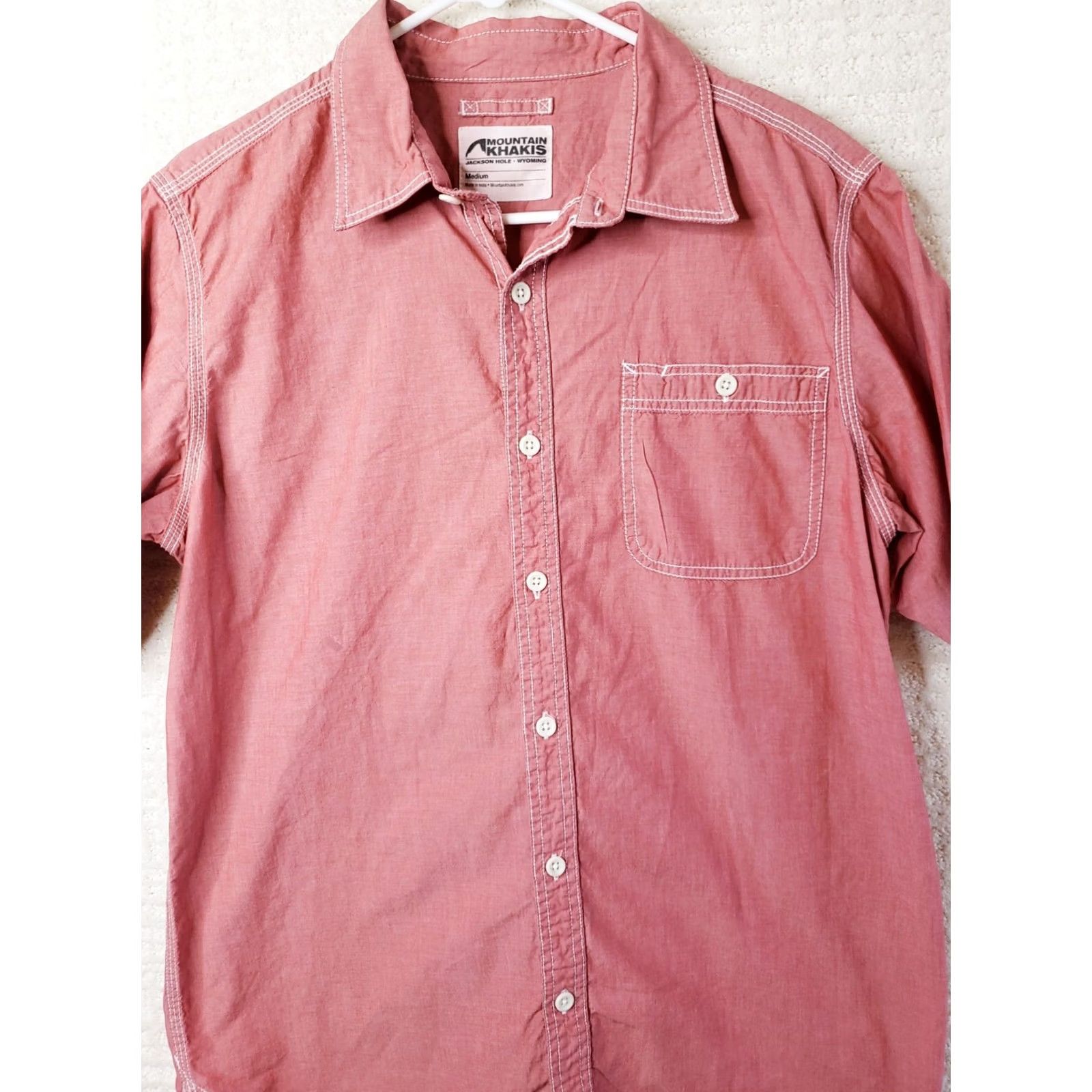 Mountain Khakis Mountain Khakis Shirt Short Sleeve Button-Up Red 100% Cotton Mens M Regular Size US M / EU 48-50 / 2 - 3 Thumbnail