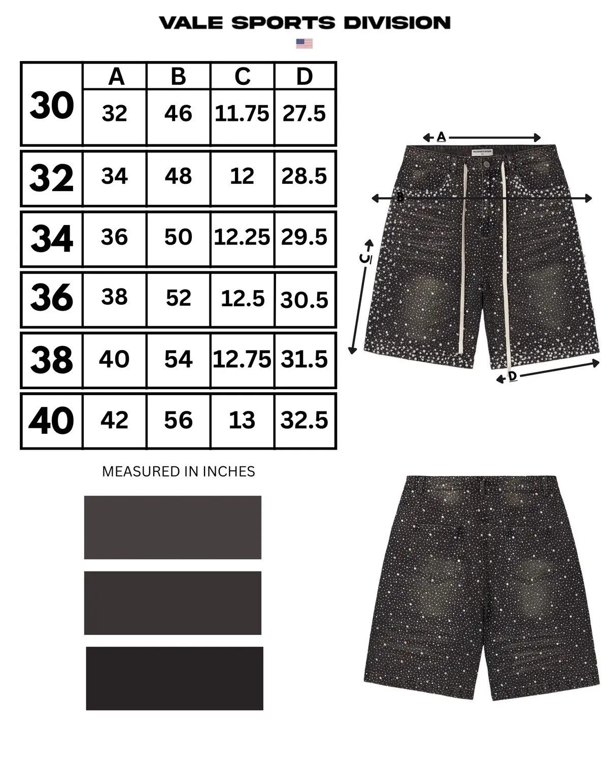 Vale Vale Forever Black Rainstorm Crystal Jorts Size 38 Size US 38 / EU 54 - 3 Thumbnail