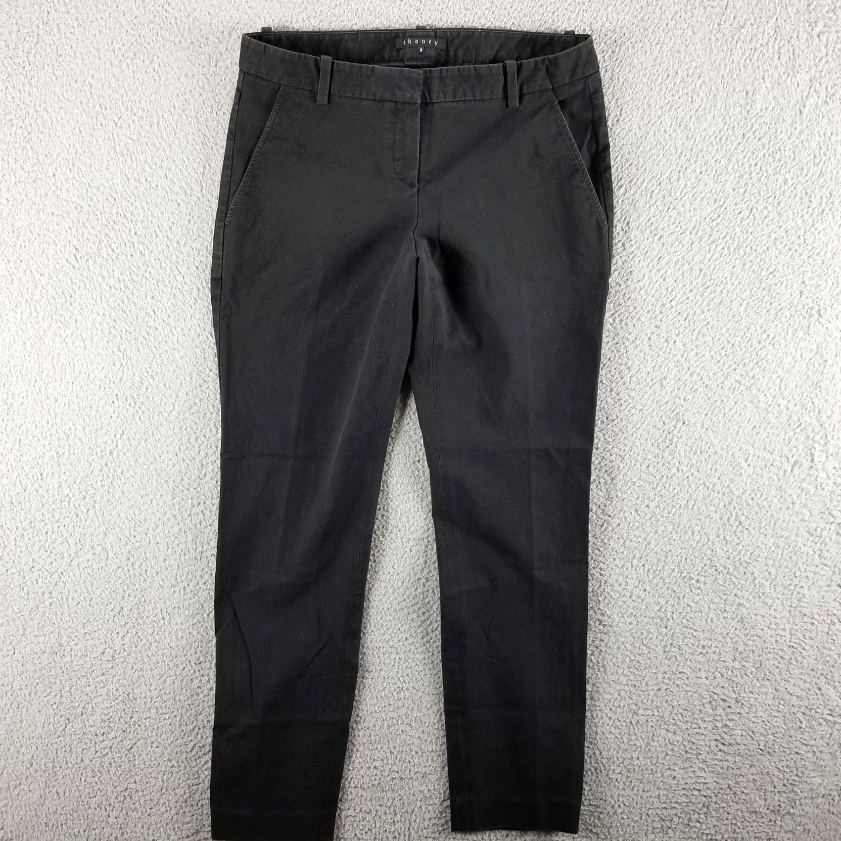 Theory Theory Pants Women 8 Black Ankle Zip Stretch Classic Fit US Made Size 30" / US 8 / IT 44 - 2 Thumbnail